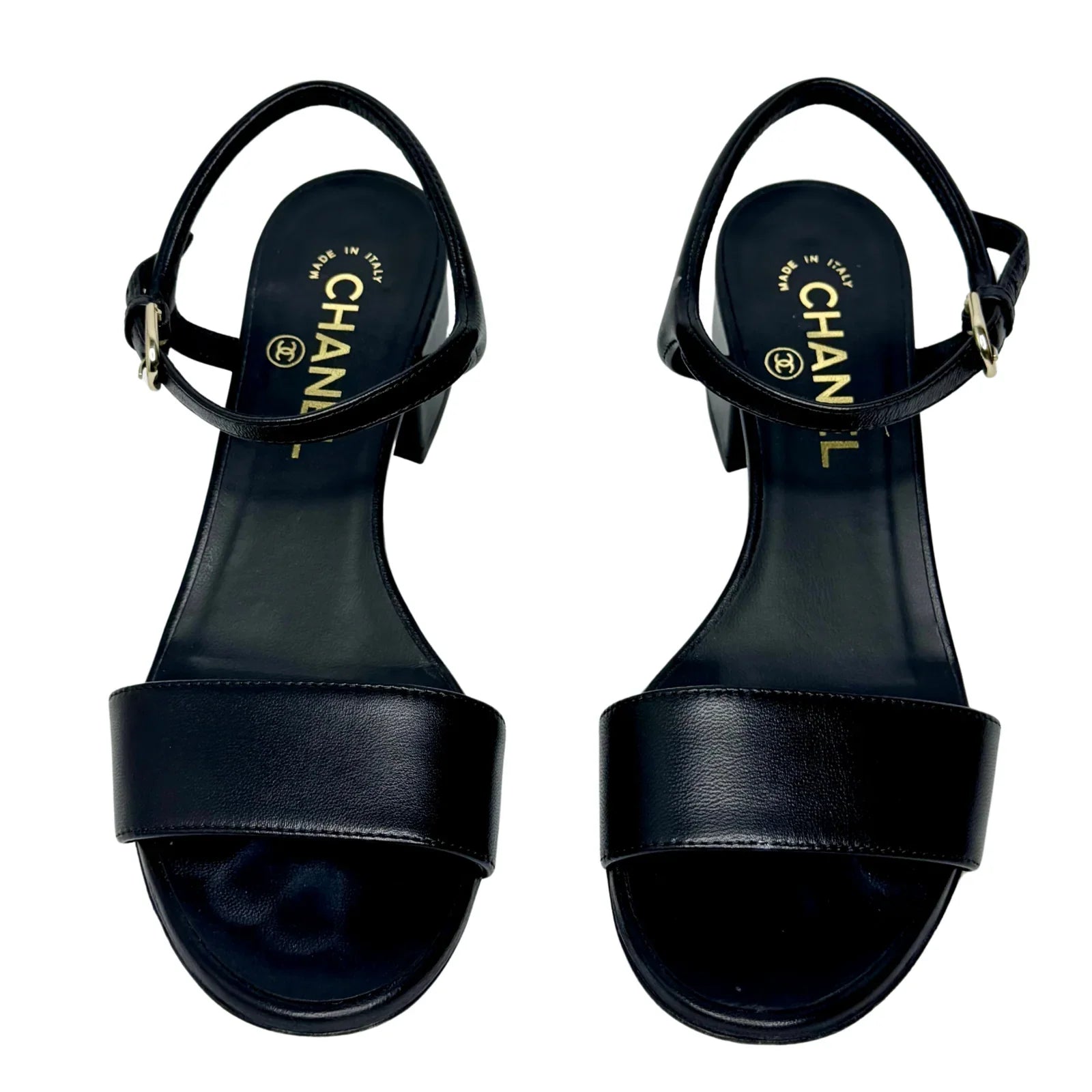 Chanel Black Lambskin Leather Classic Sandals – Size 36C - Lost Designer