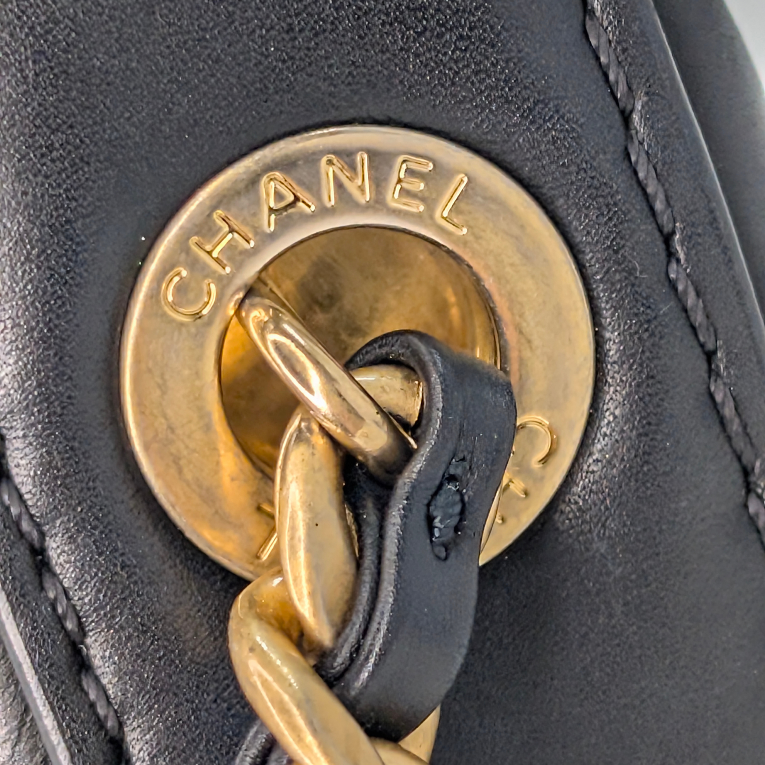 Chanel Quilted Mini Nailed CC Flap Bag Black