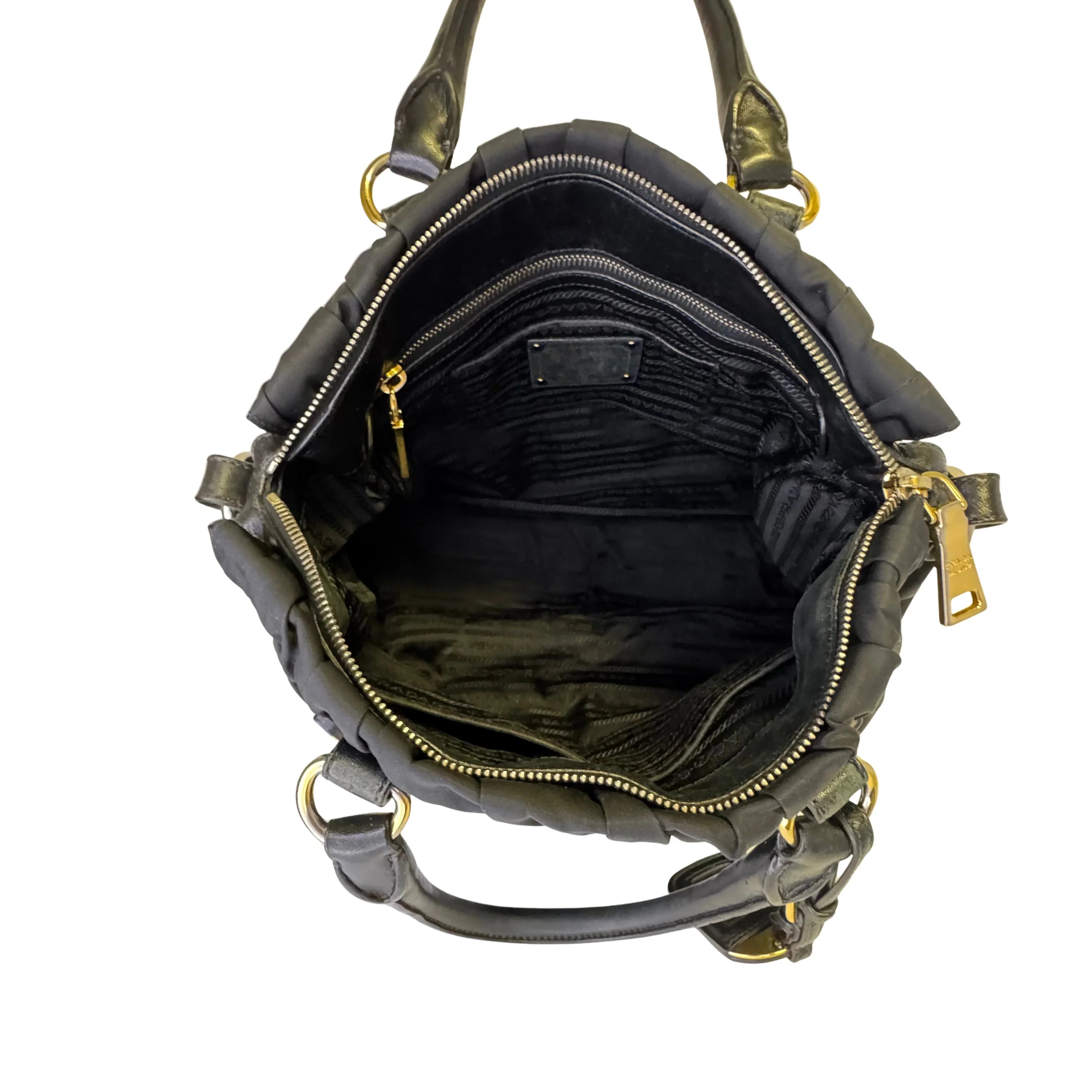 Prada Black Tessuto Nylon x Leather Tote Bag - Lost Designer