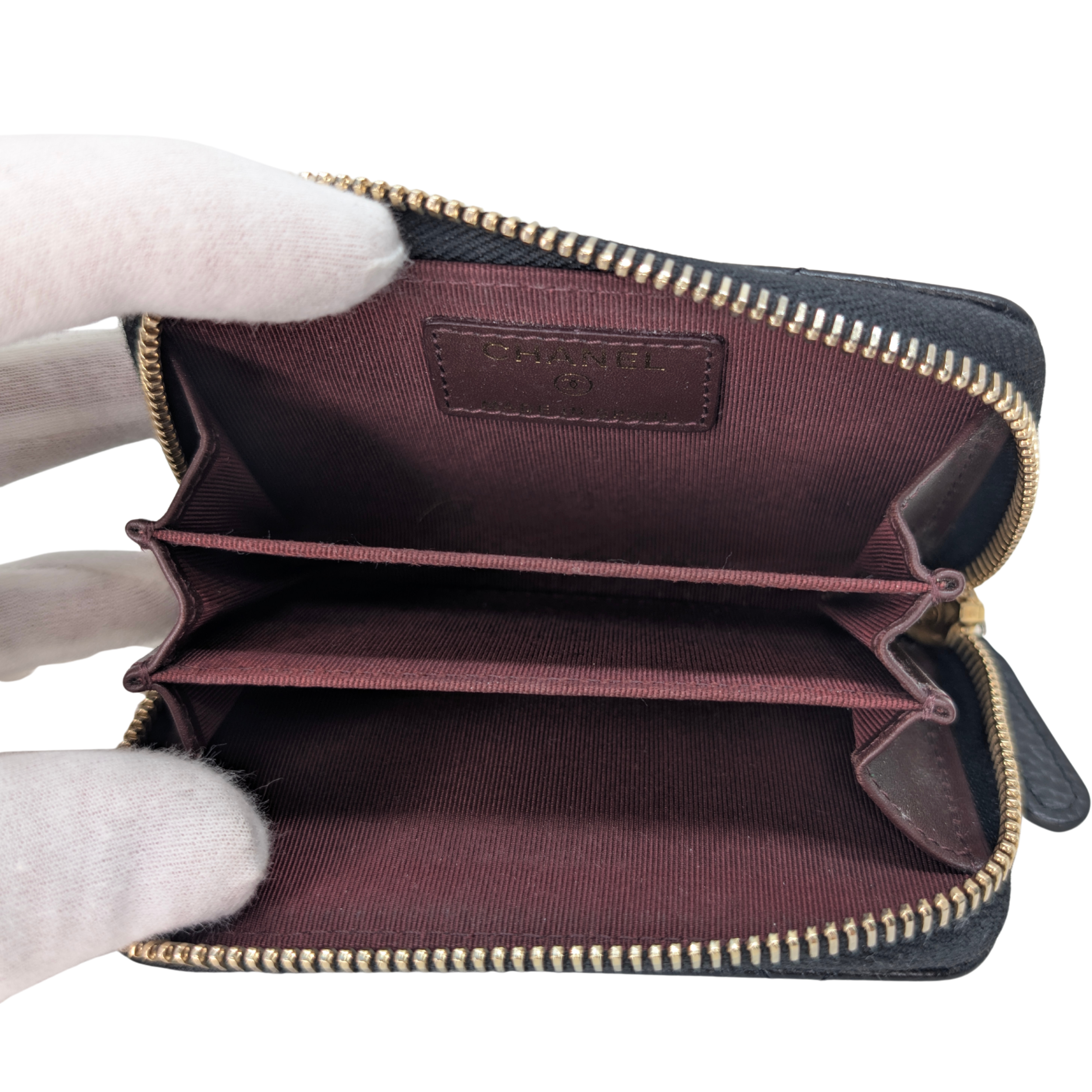 Chanel Classic Zipped Coin Purse Wallet Caviar Black