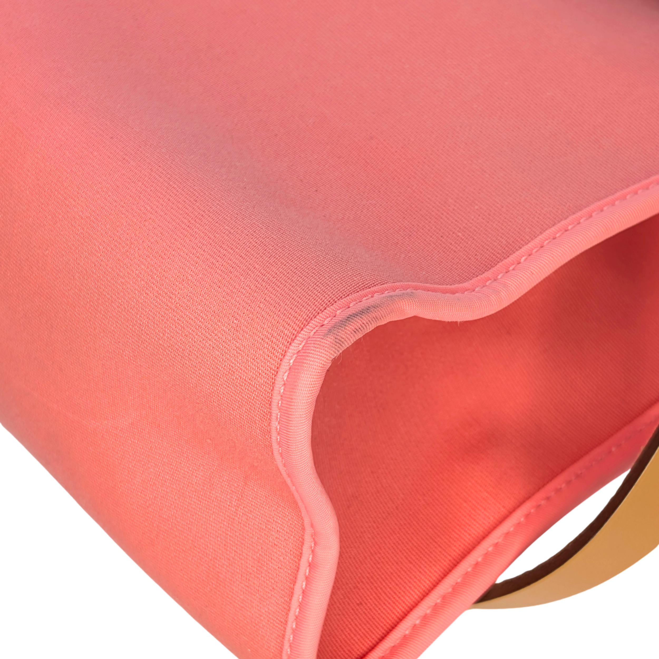 Hermes Vache Hunter Toile Herbag Zip 31 PM Rose Lipstick T Stamp