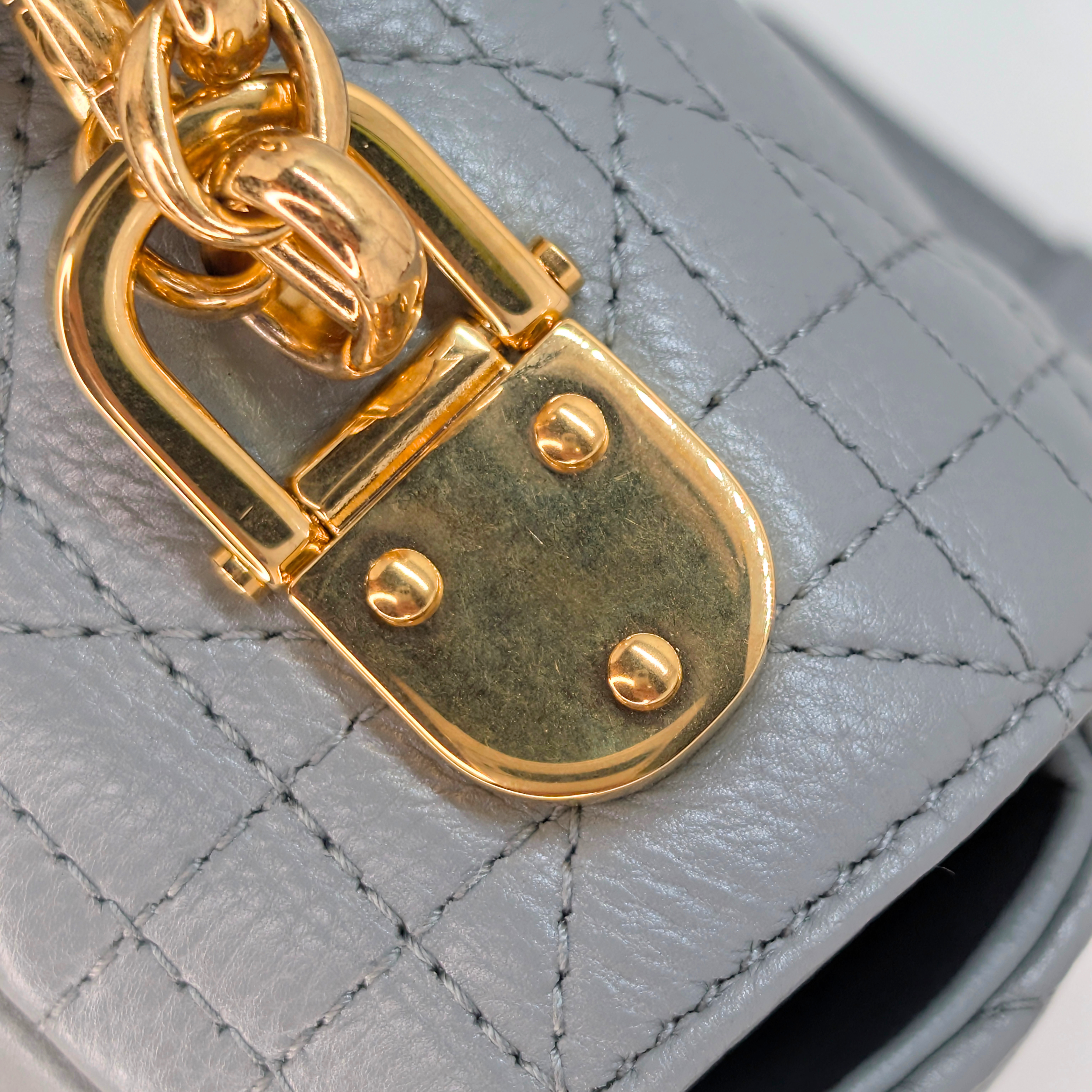 Dior Medium Caro Bag Supple Cannage Calfskin Stone Gray