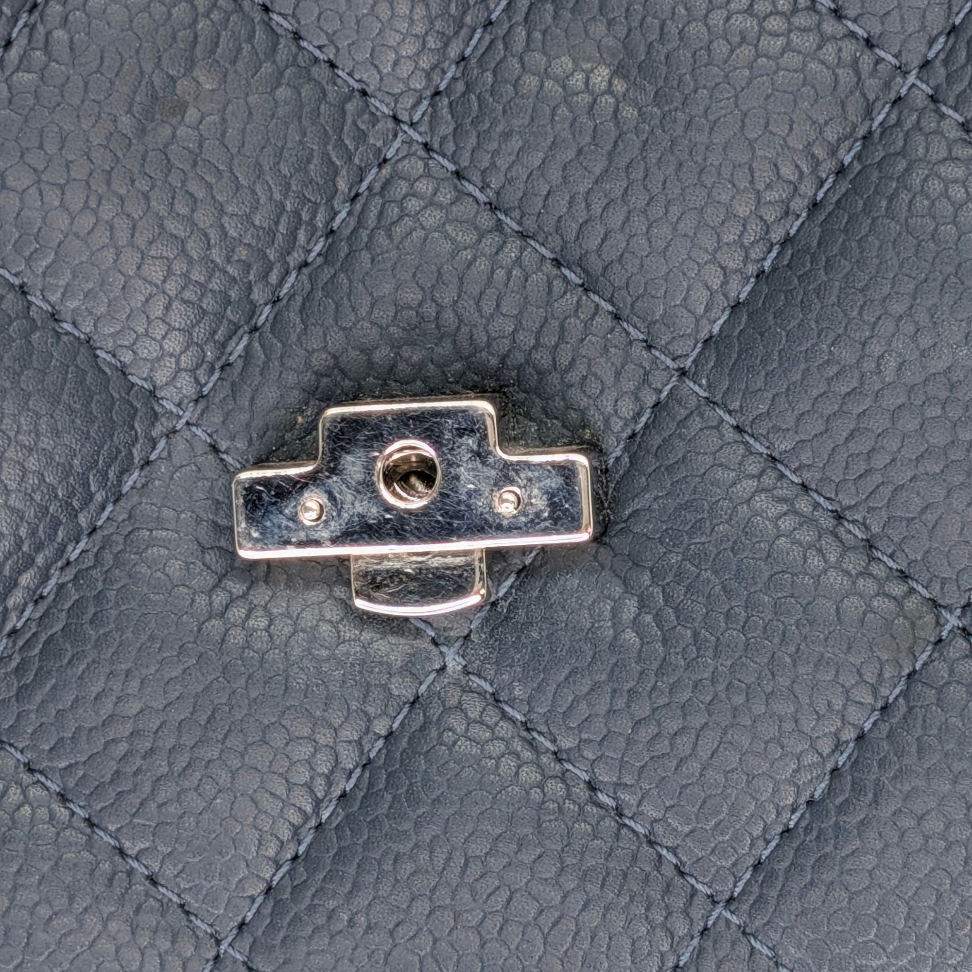 Chanel CC Box Flap Shoulder Bag Navy Blue