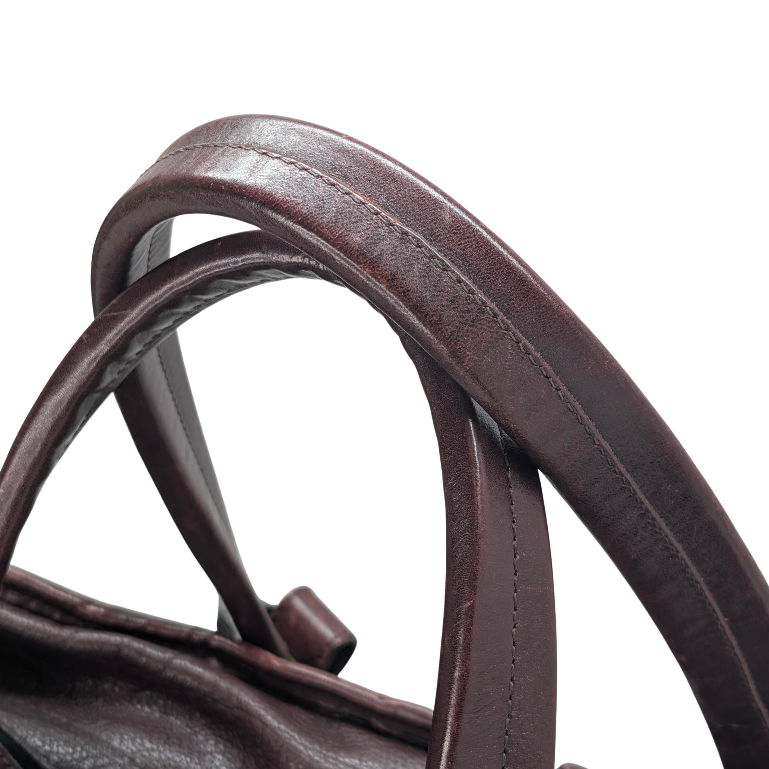 Burberry Leather Cartridge Pleat Tote Bag Burgundy