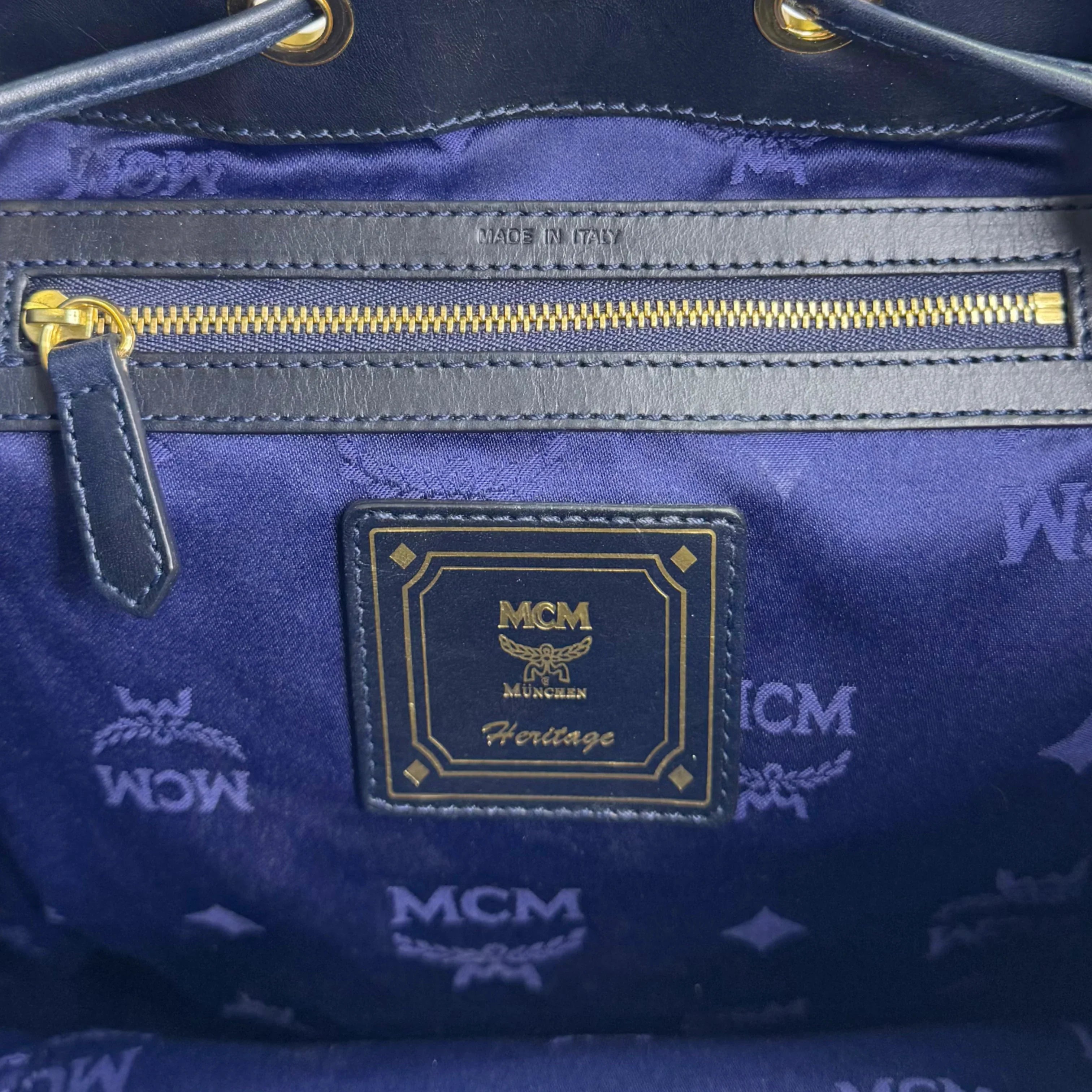 MCM Heritage Drawstring Backpack White - Lost Designer