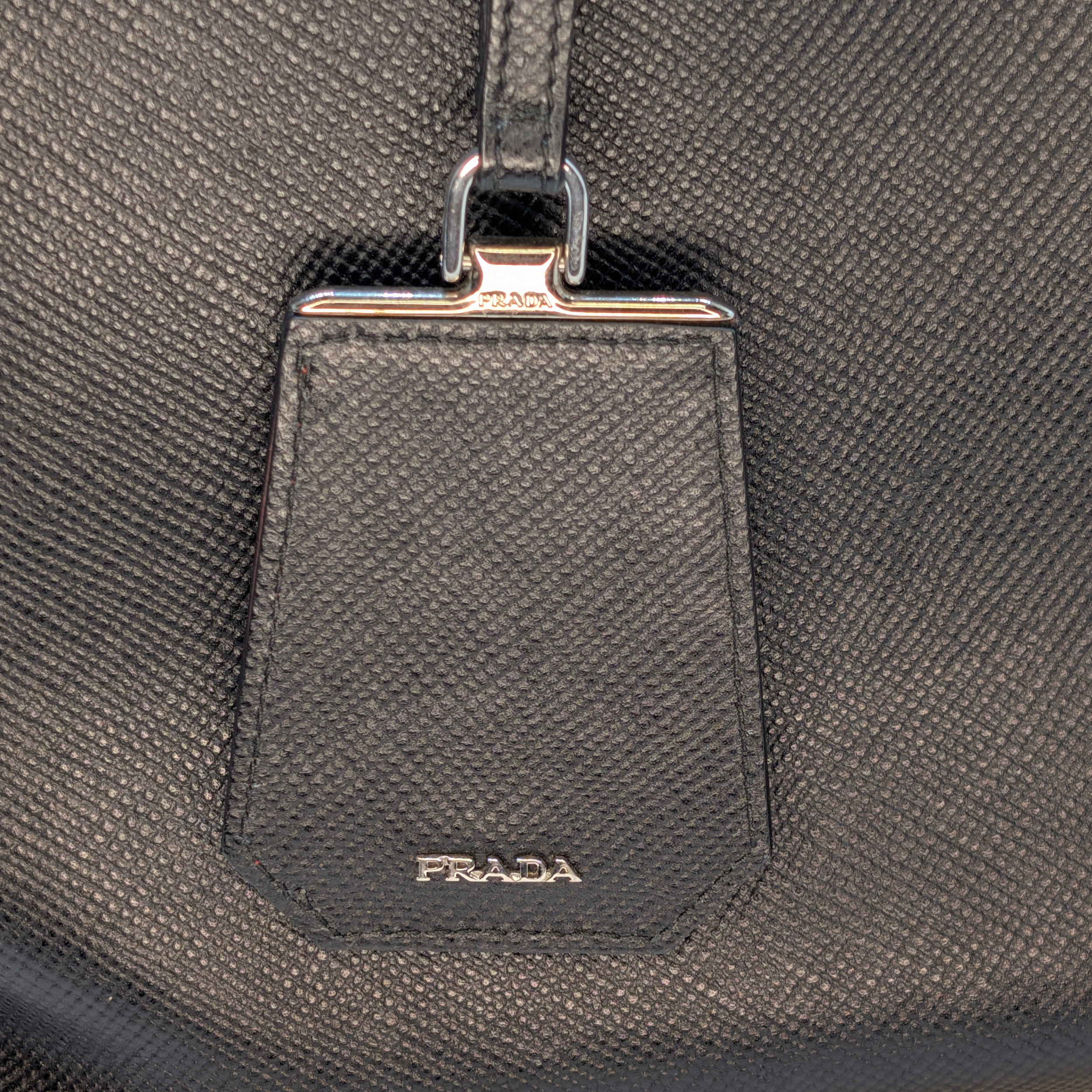 Prada Saffiano Cuir Twist Lock Tote Bag Black