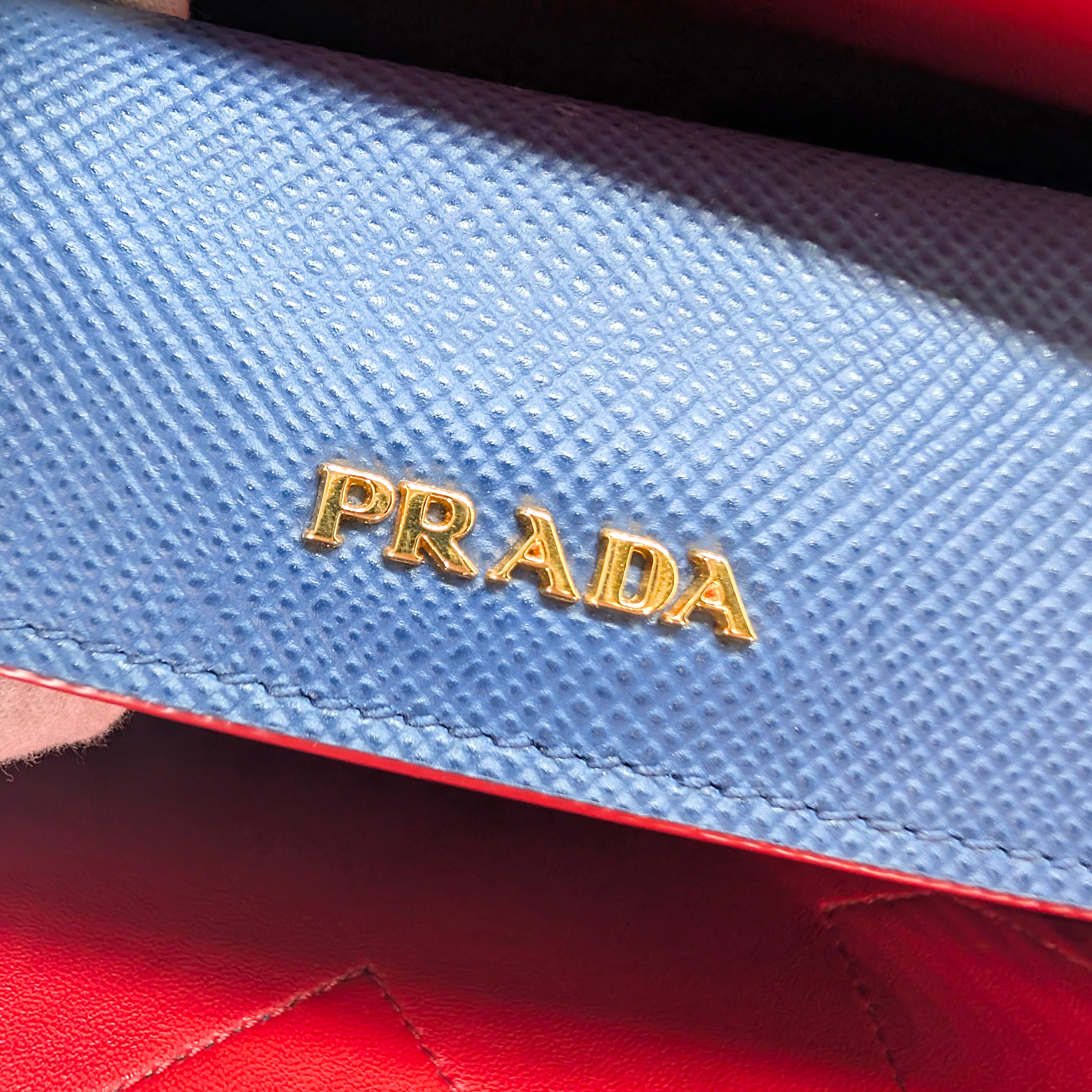 Prada Saffiano Cuir Double Bag Medium Navy