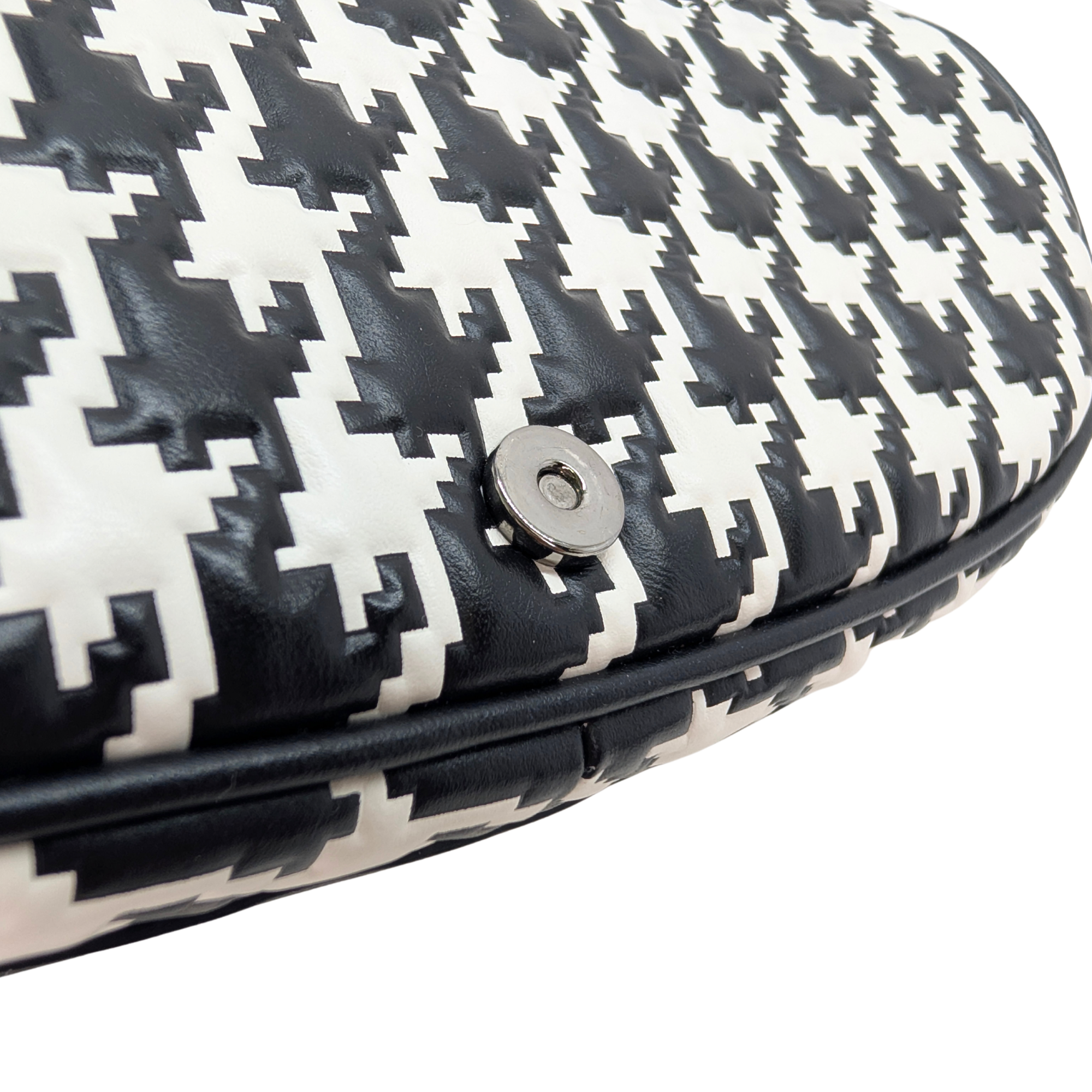 Dior Box Houndstooth East West Bobby Bag Black White