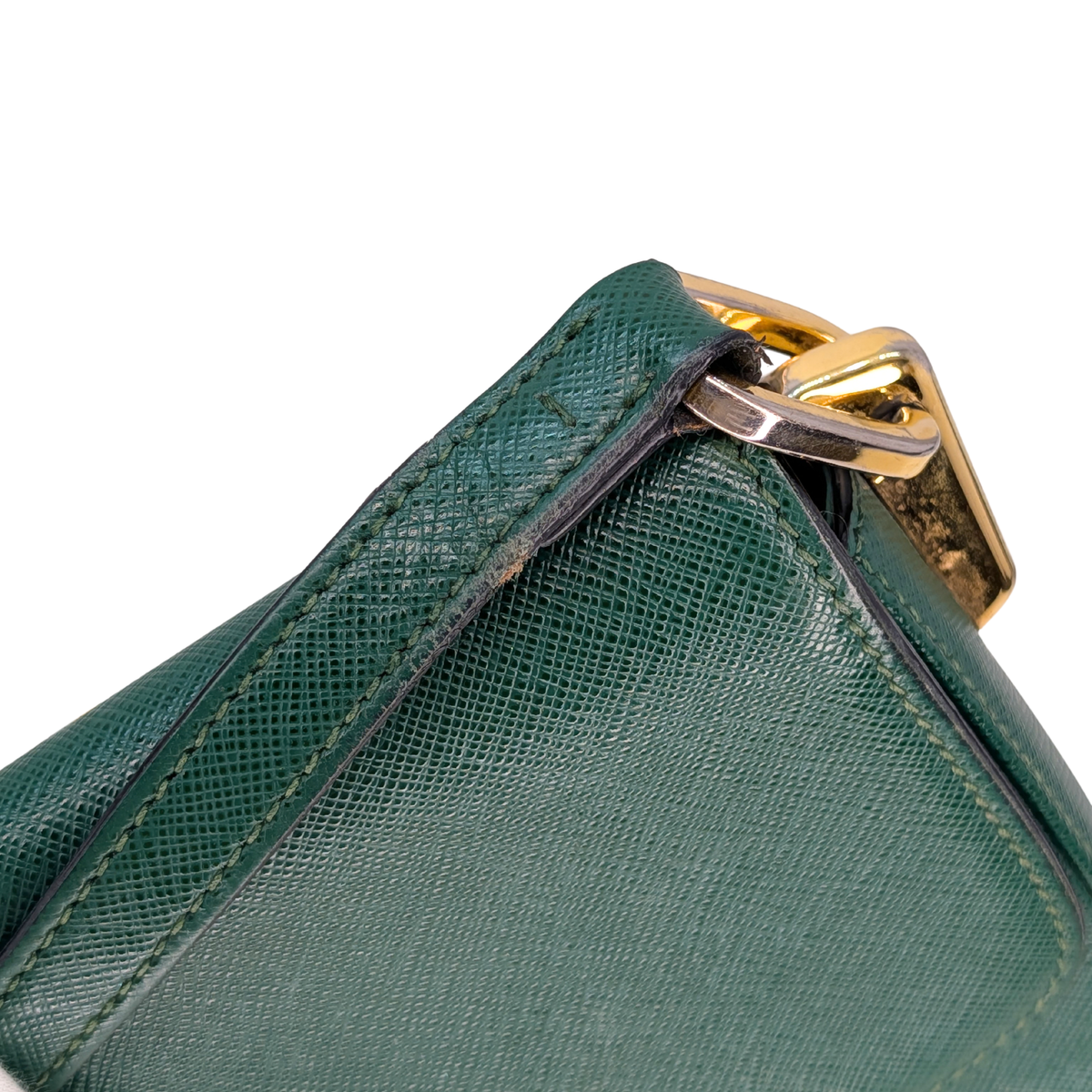 Prada Saffiano Lux Emblem Flap Shoulder Bag Green