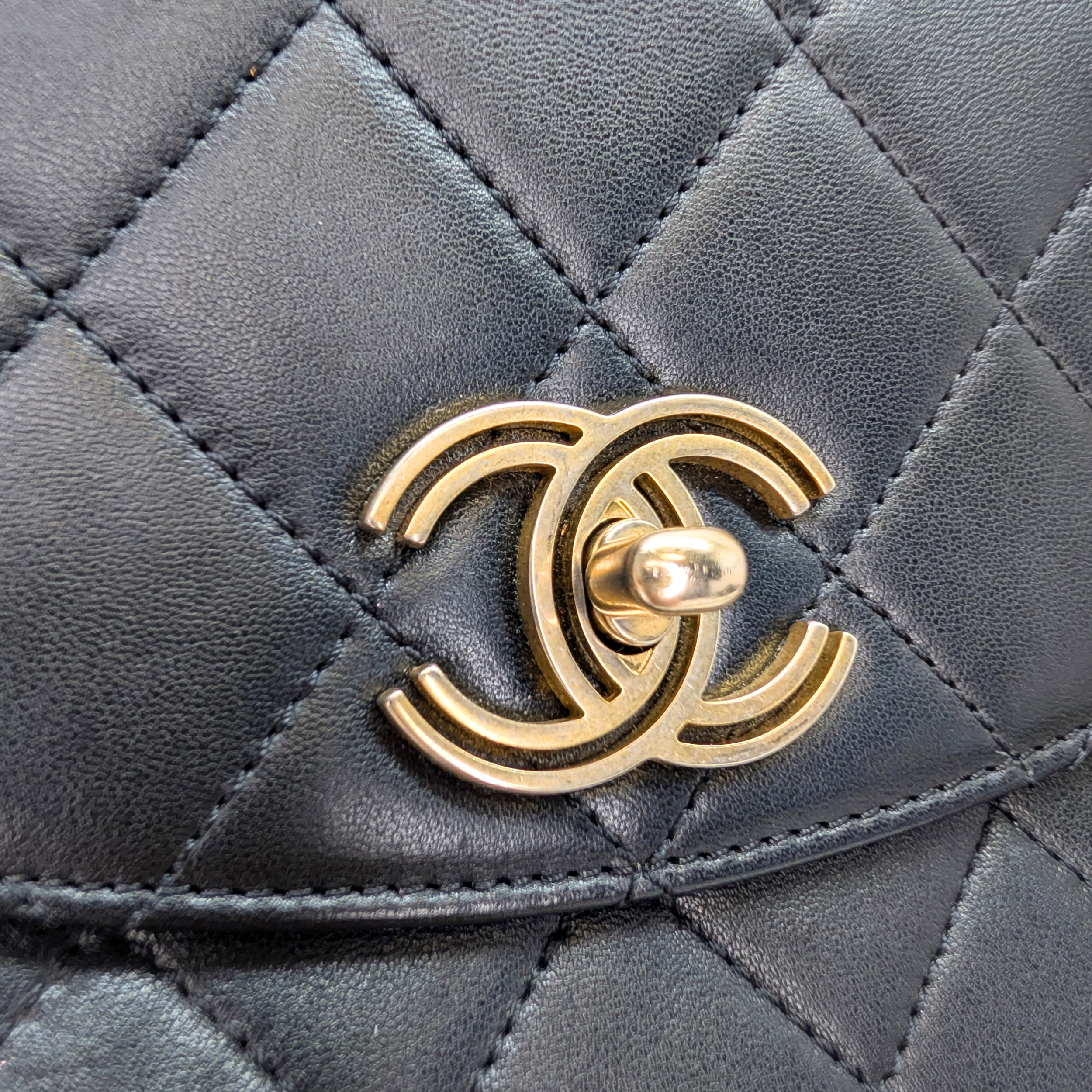 Chanel Small Trendy Spirit Top Handle Flap Bag Lambskin Black