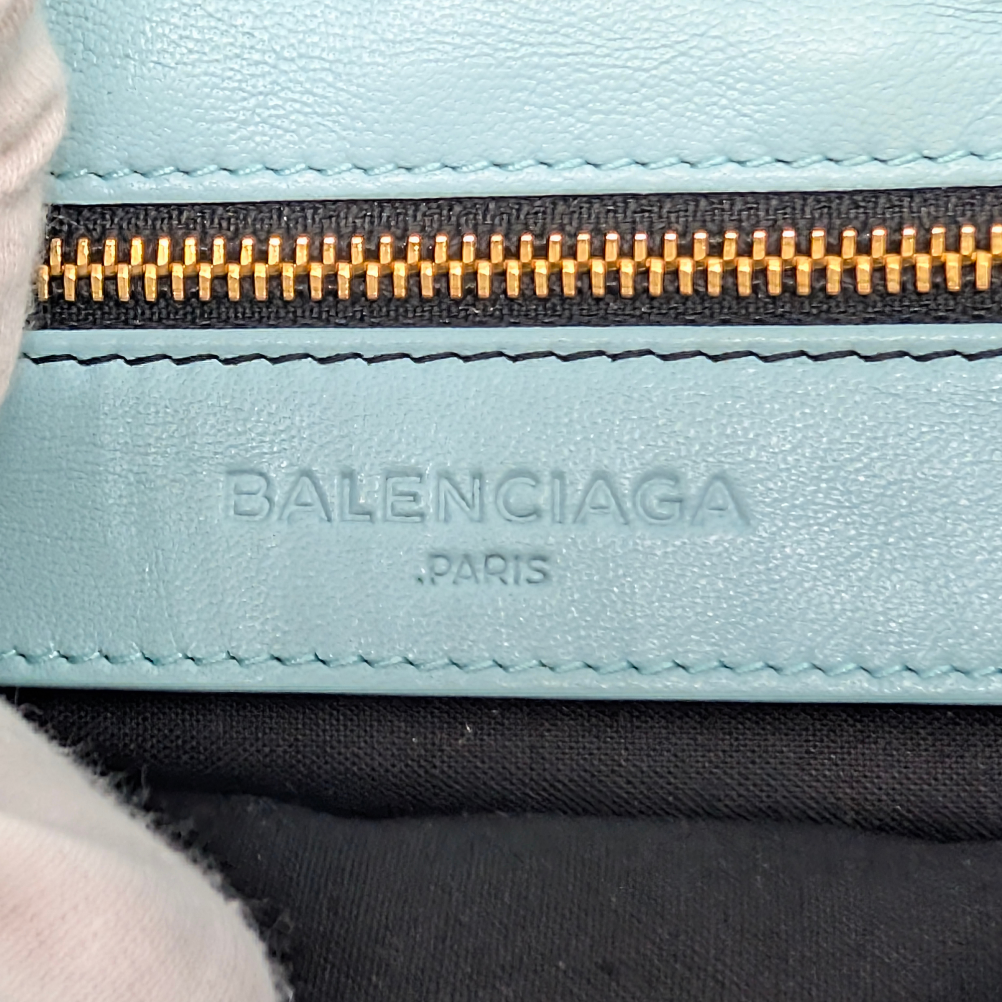 Balenciaga City Envelope Clutch Bag on chain Light Blue