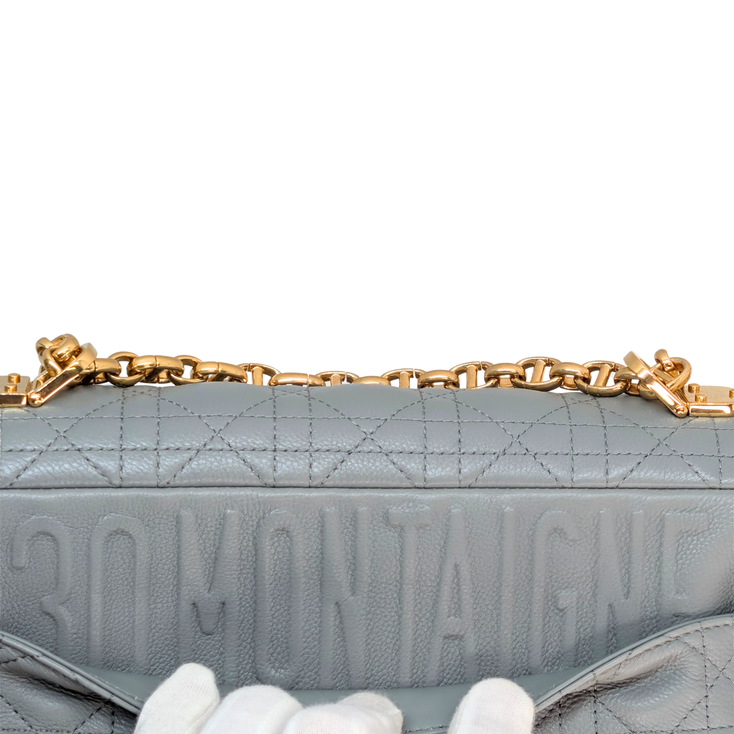 Dior Medium Caro Bag Supple Cannage Calfskin Stone Gray