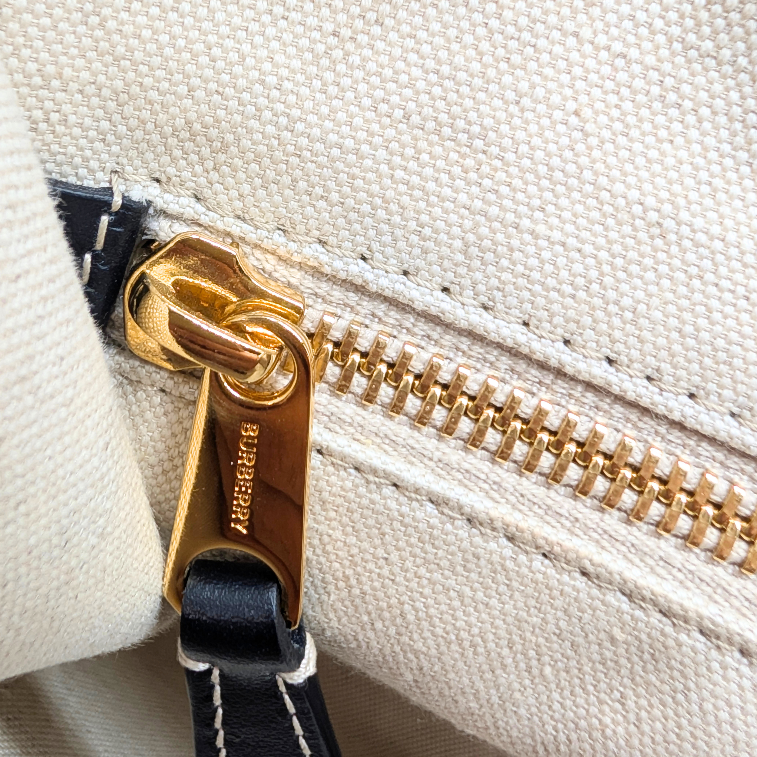 Burberry Canvas Smooth Calfskin Medium Two Tone Freya Tote