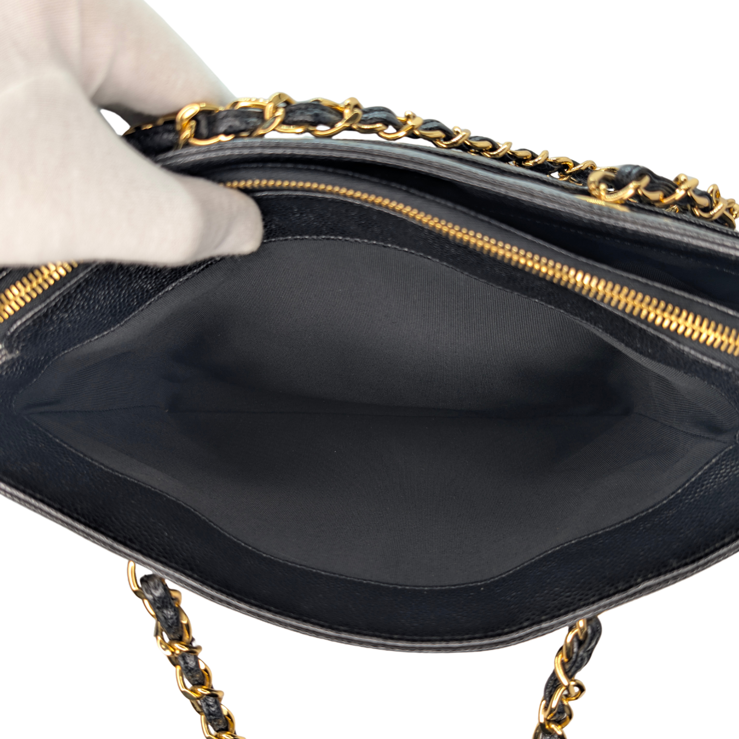Chanel Vintage Tote Bag Caviar Leather Black