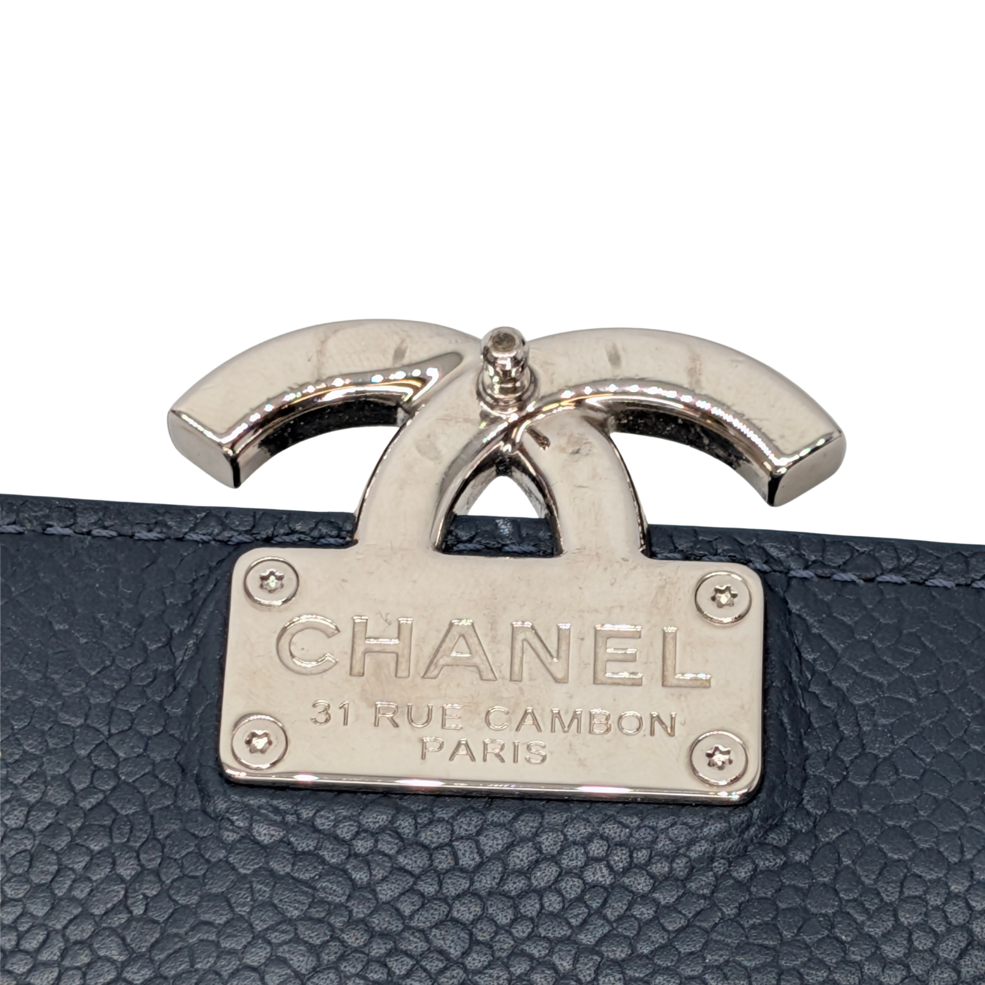 Chanel CC Box Flap Shoulder Bag Navy Blue