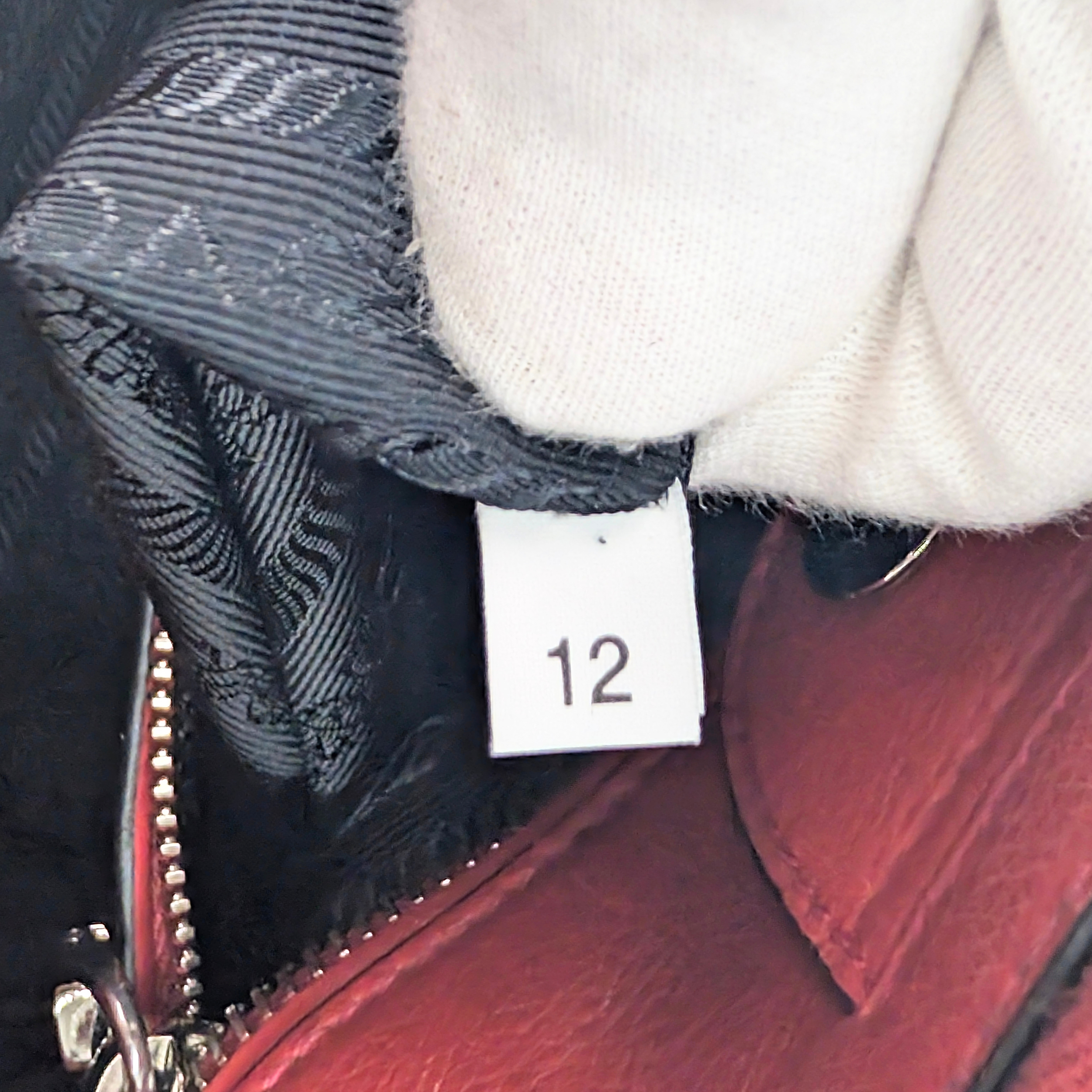 Prada Glace Calf Leather Twin Pocket Double Handle Tote Red