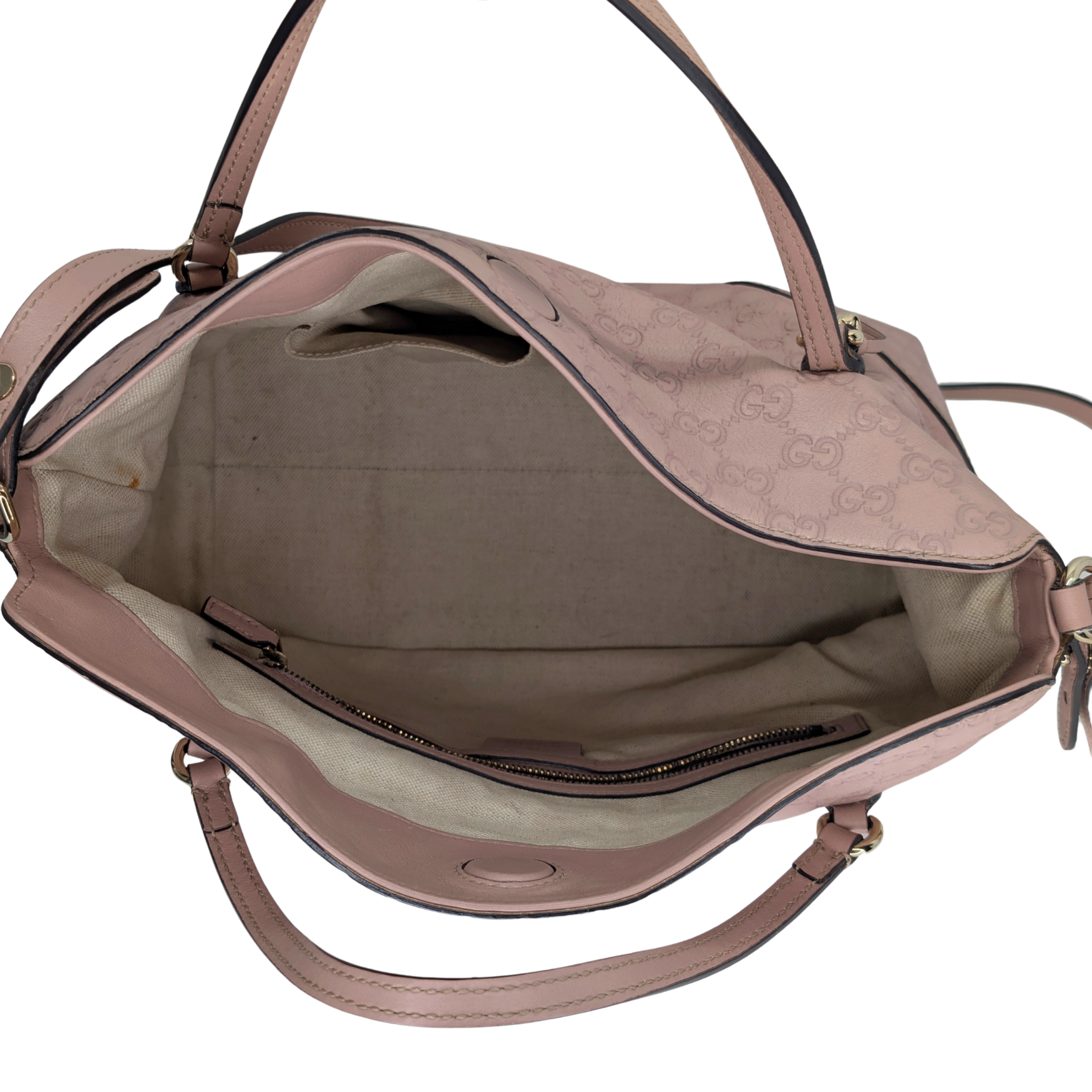 Gucci Guccissima Medium Bree Foldover Tote Soft Pink