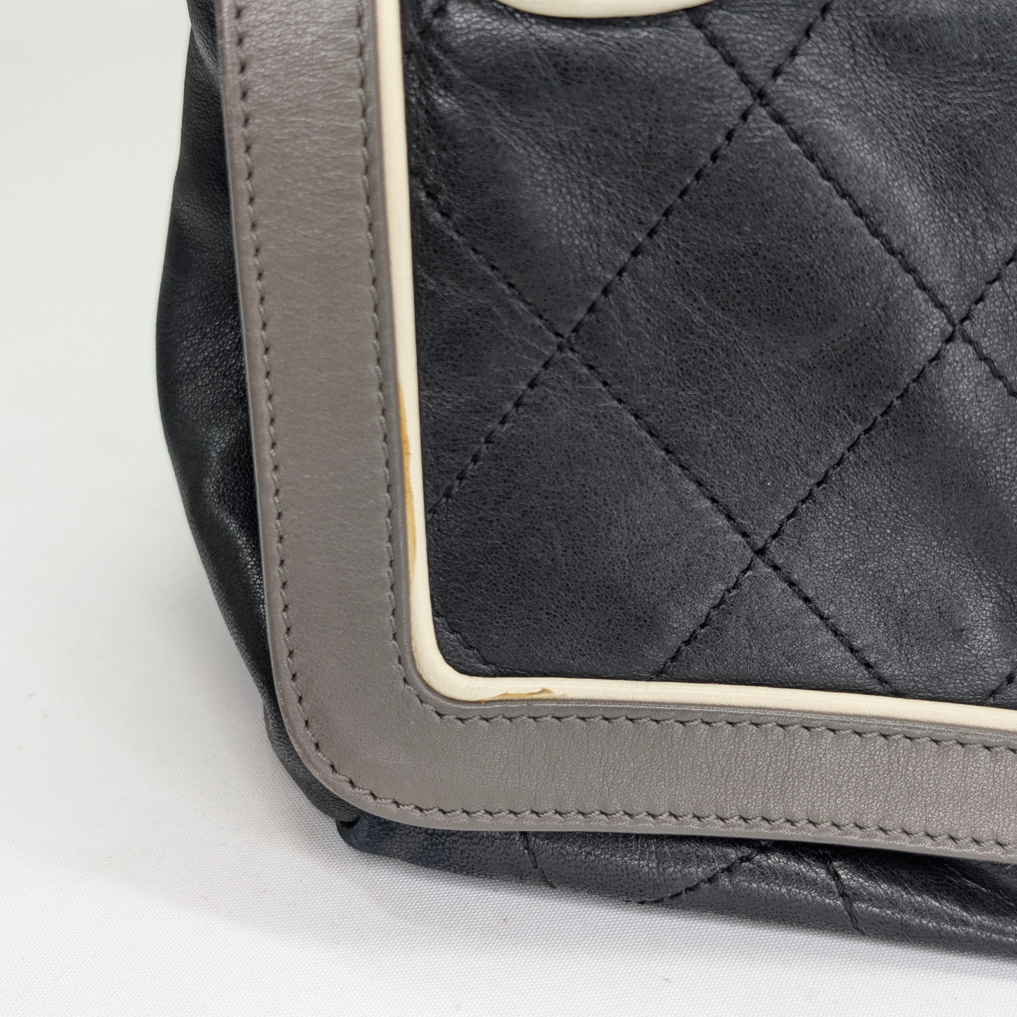Chanel East-West Shoulder Bag Leather Black