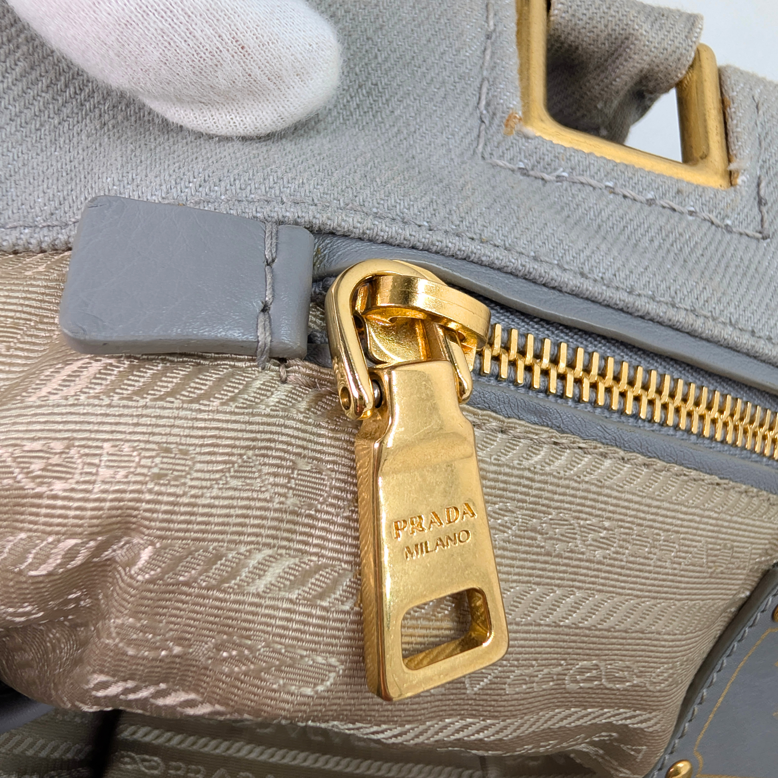 Prada Canvas Canapa Logo Tote Grey