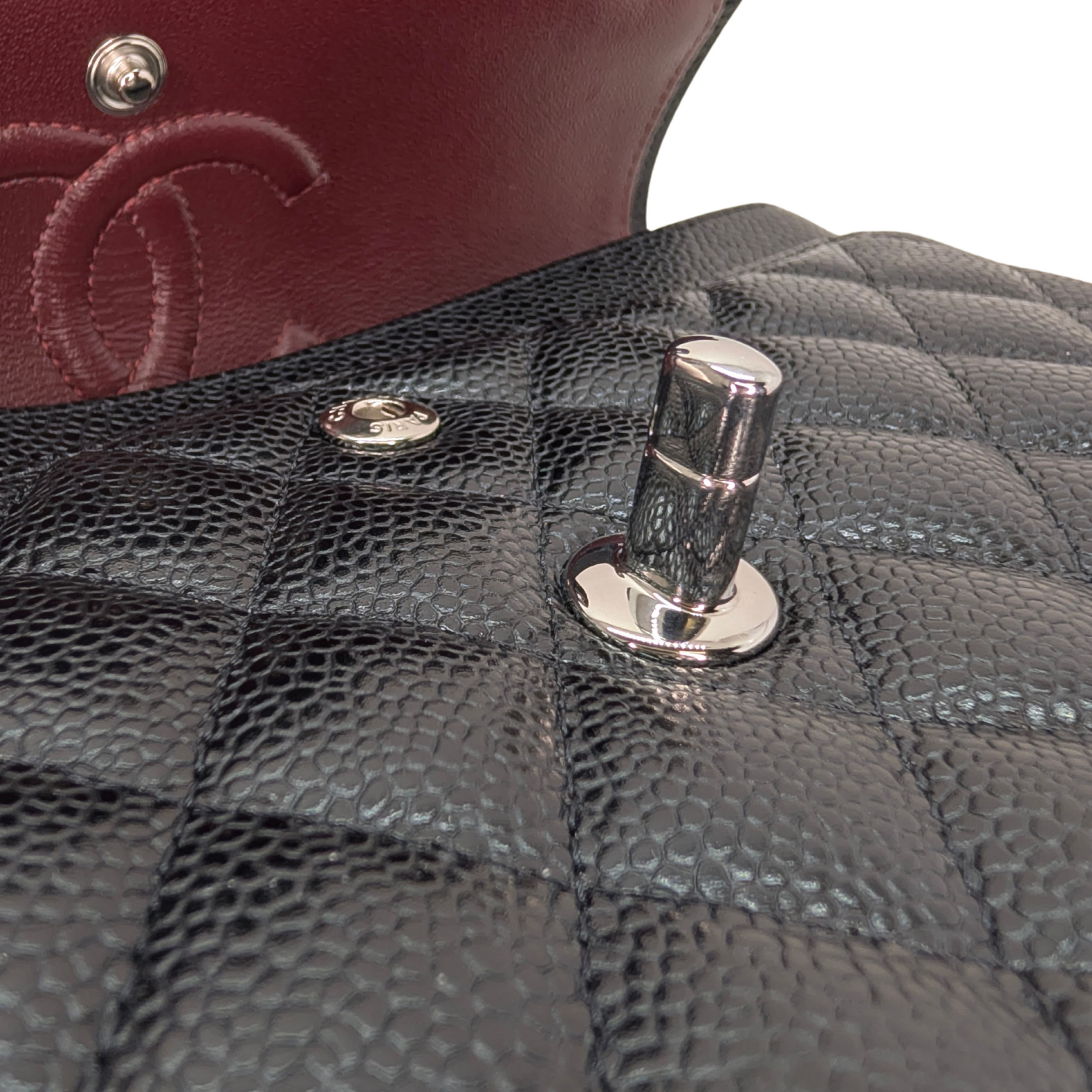 Chanel Classic Double Flap Caviar Black SHW Microchipped