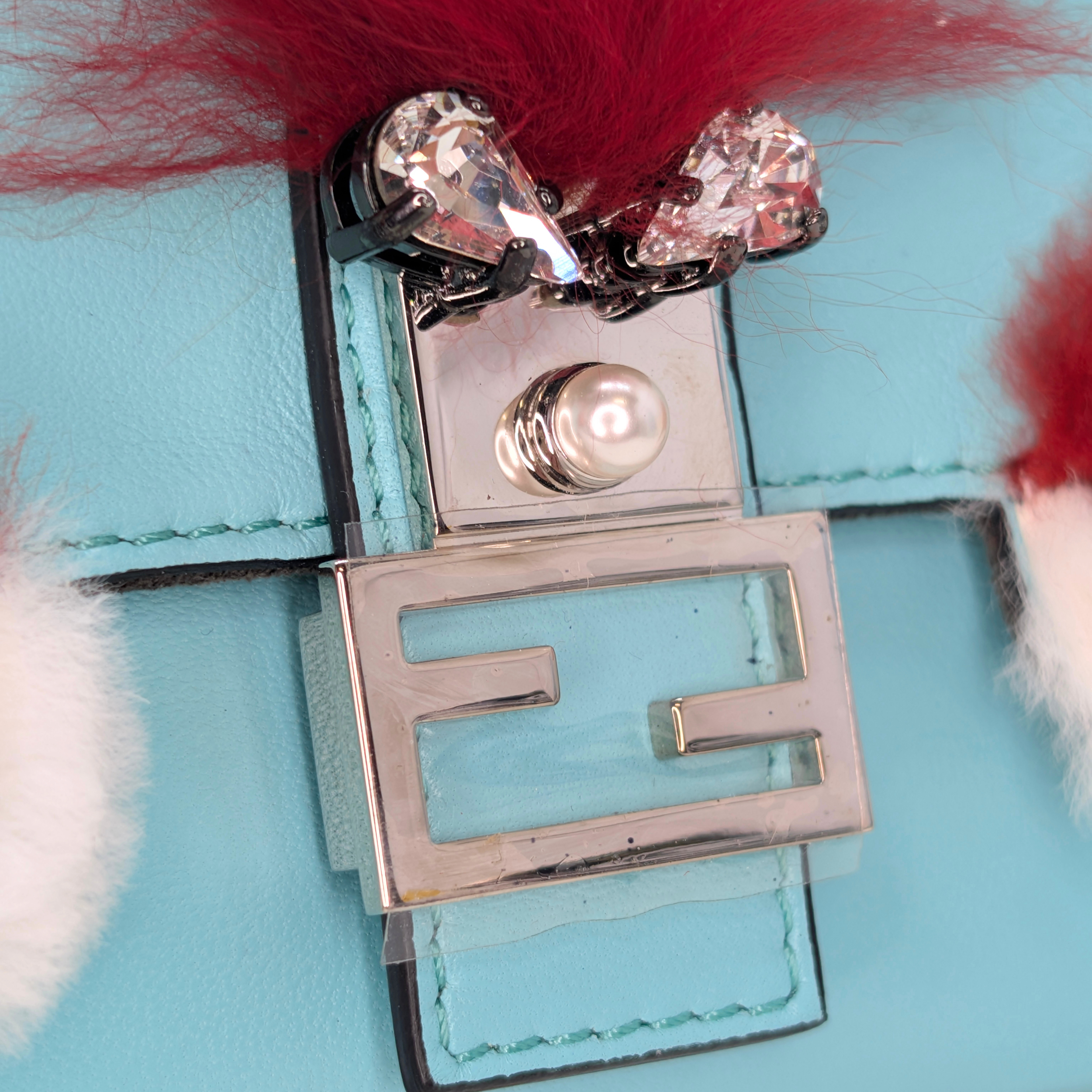 Fendi Micro Monster Baguette Light Blue Bag