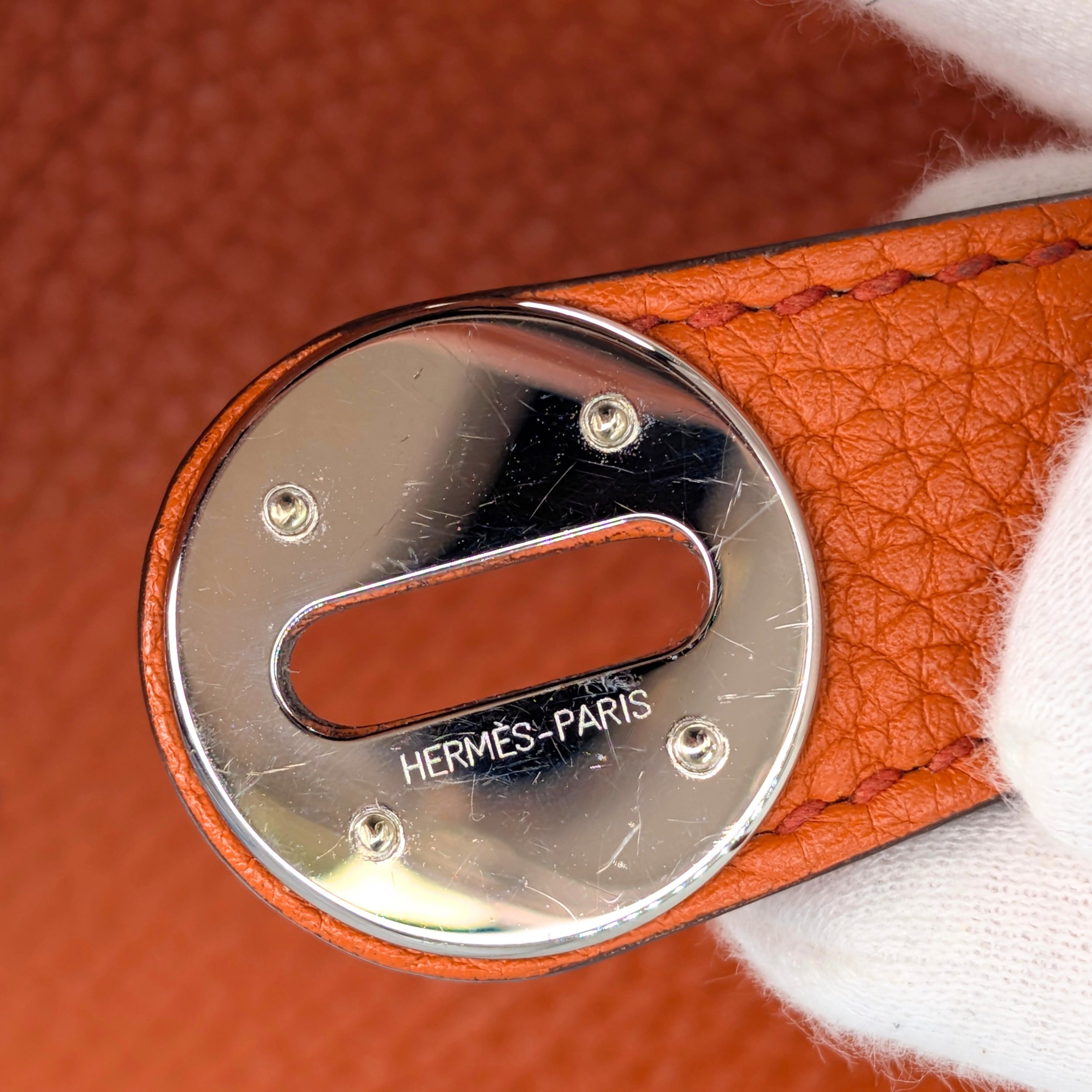 Hermes Lindy Clemence 26 X Stamp SHW Orange