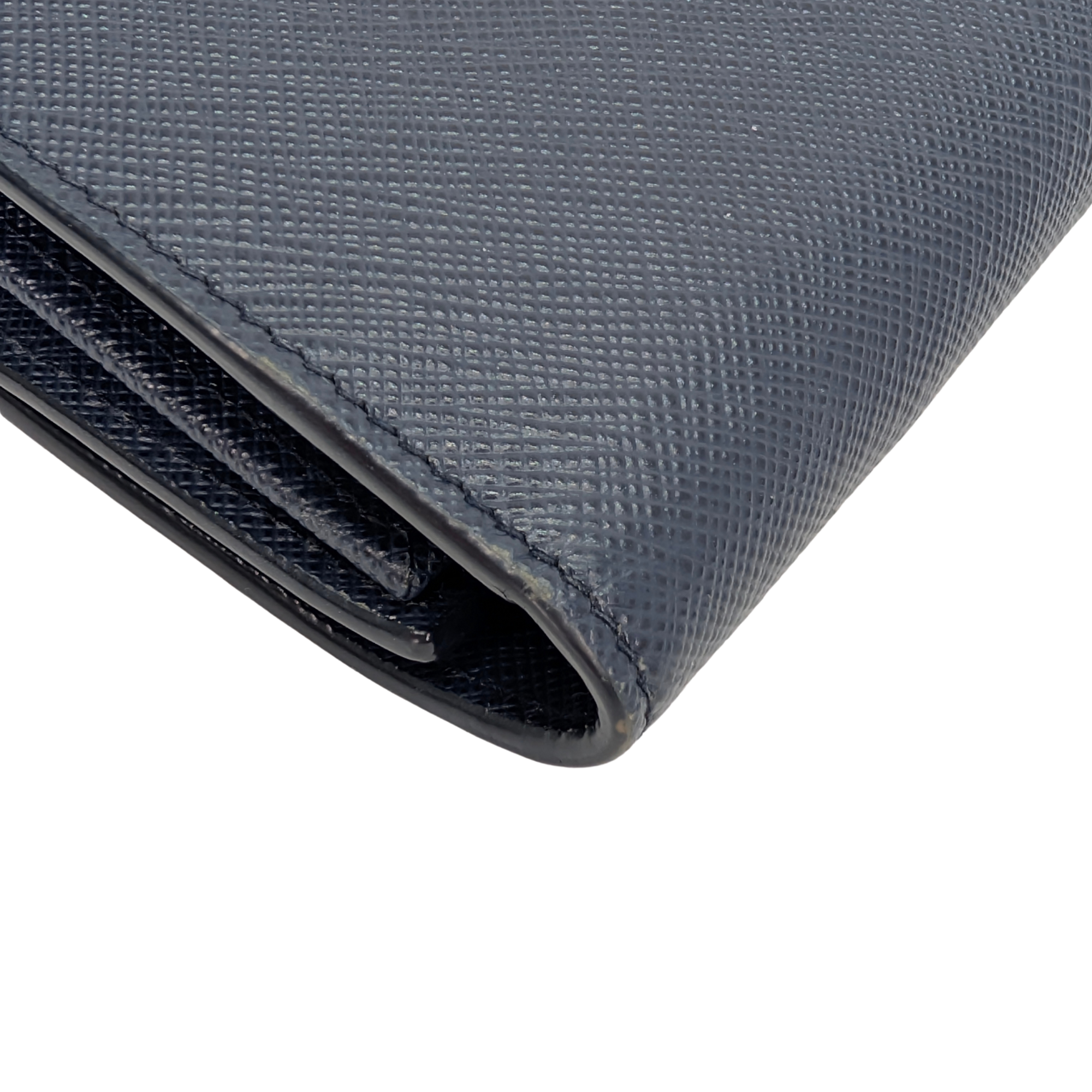 Black Prada Saffiano Multi Pocket Wallet Navy Blue