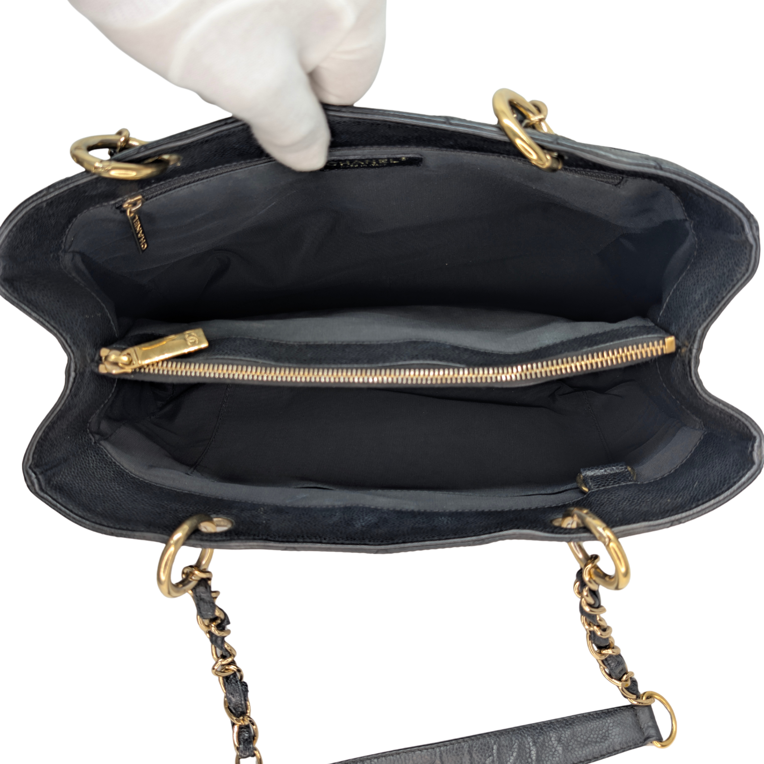 Chanel Quilted Caviar Grand Shopping Tote Black