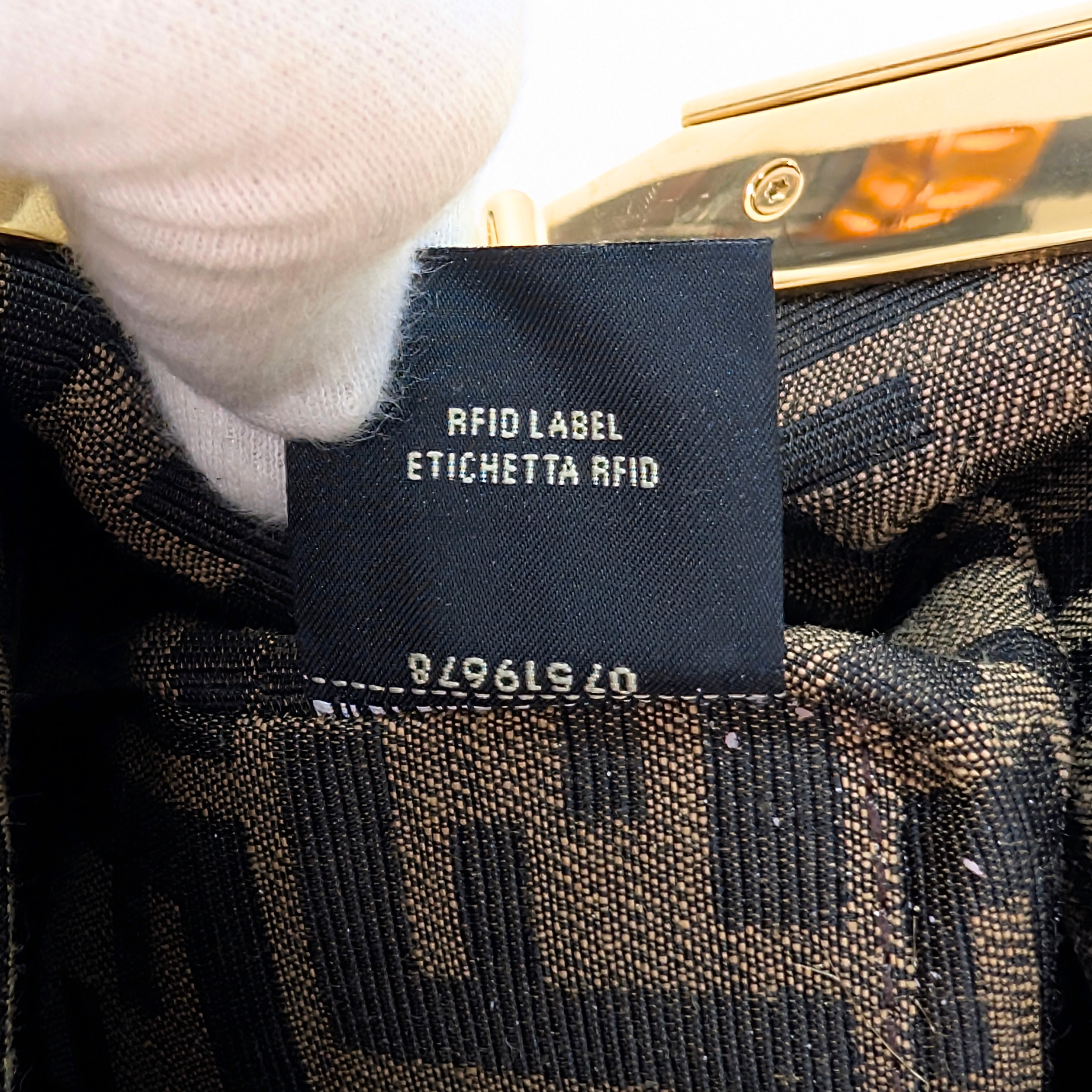 Fendi First Bag Clutch Small Full Snake Python Dark Beige