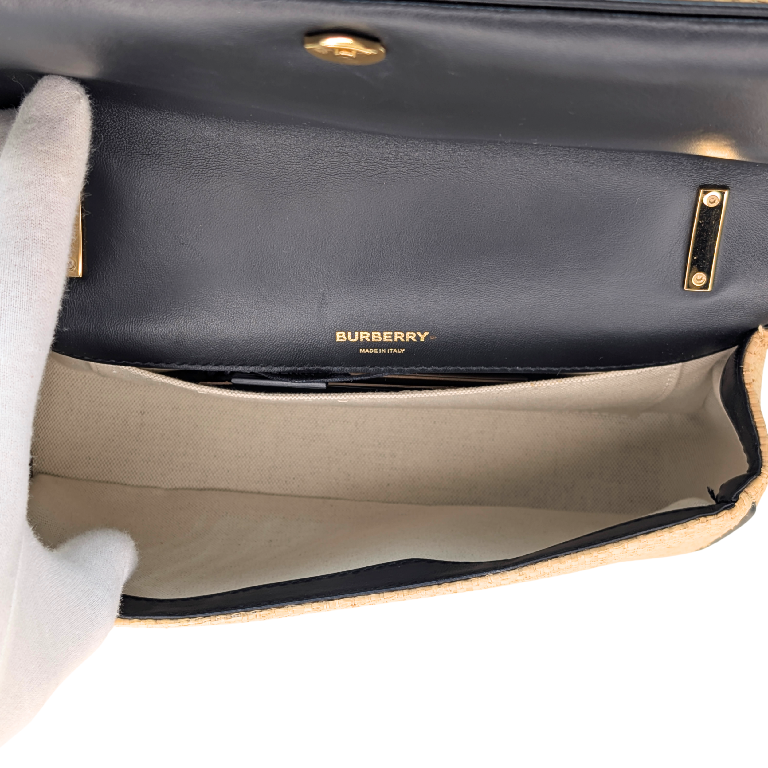 Burberry Small Horseferry Print Quilted Raffia Lola Bag