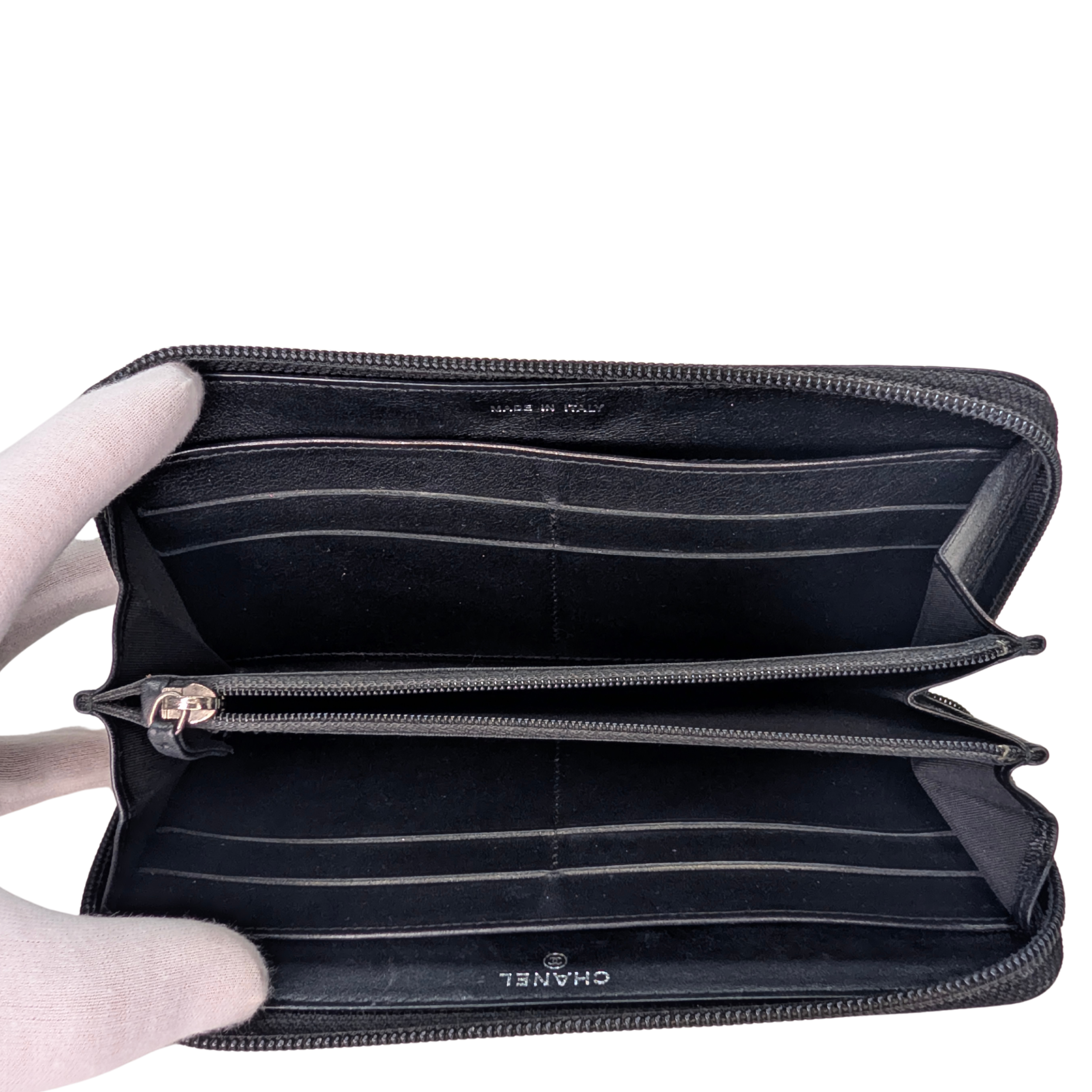 Chanel CC Caviar Leather Long Wallet Black