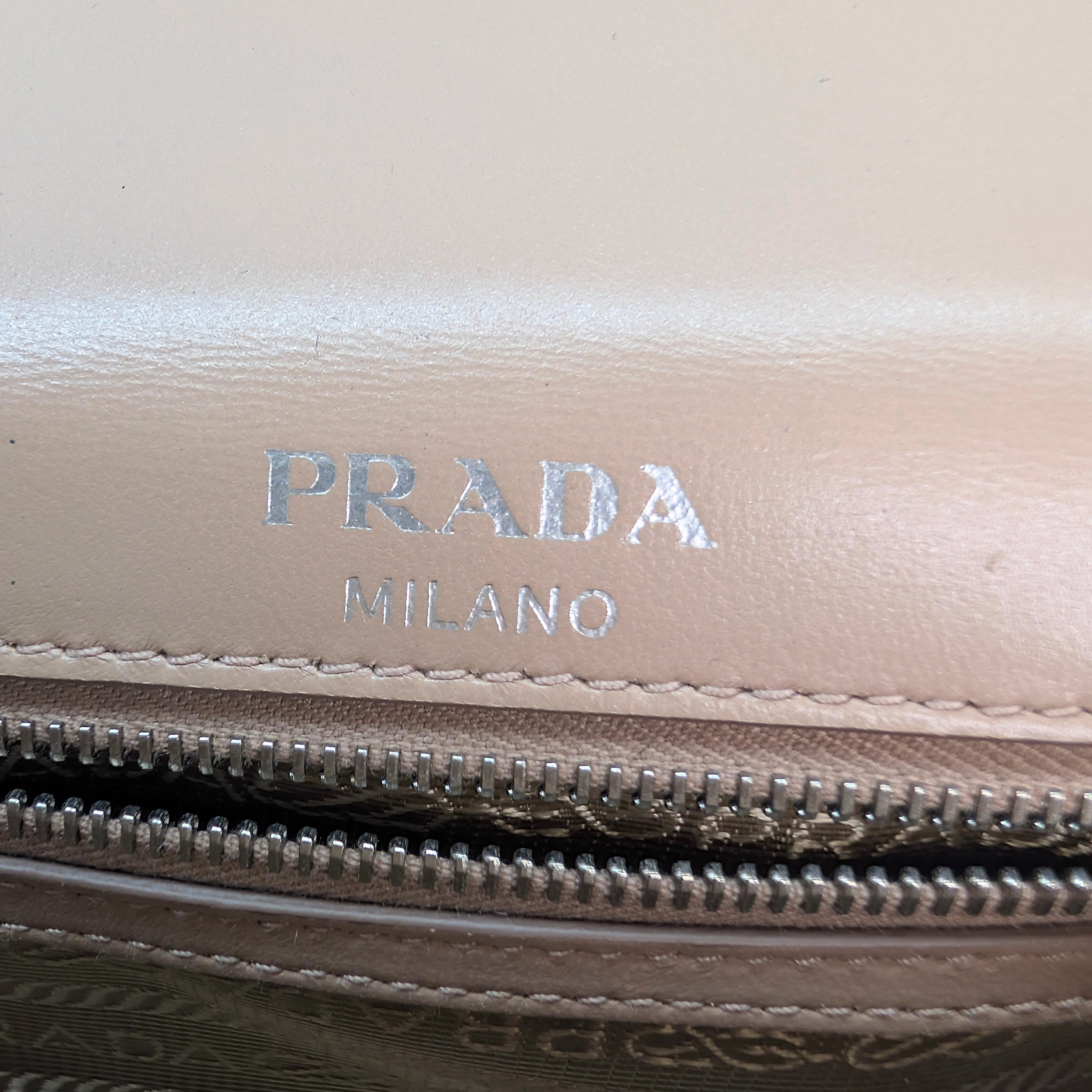 Prada Nappa Gaufre Chain Flap Crossbody Bag Taupe