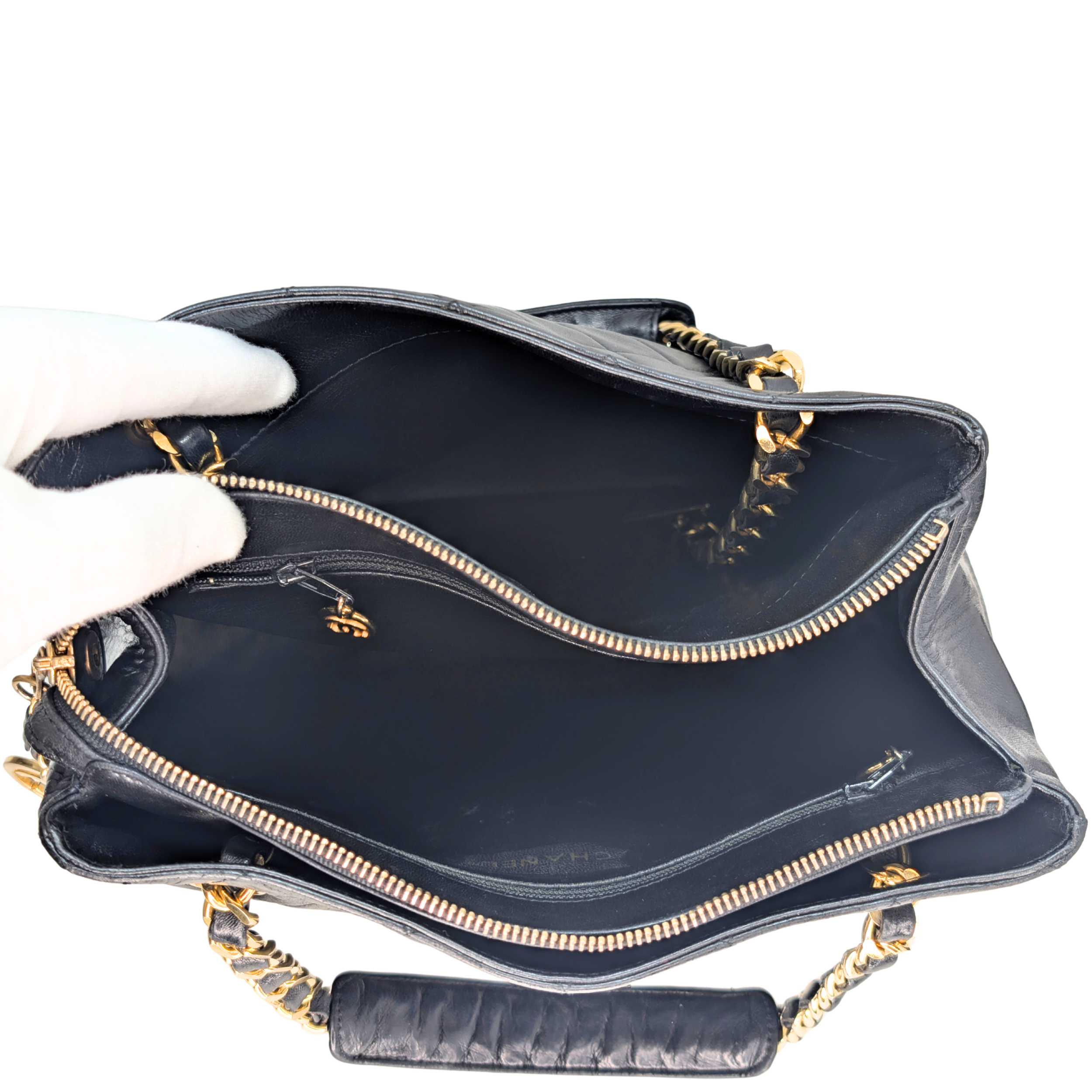 Chanel Vintage CC Metalasse Chain Tote Bag Black