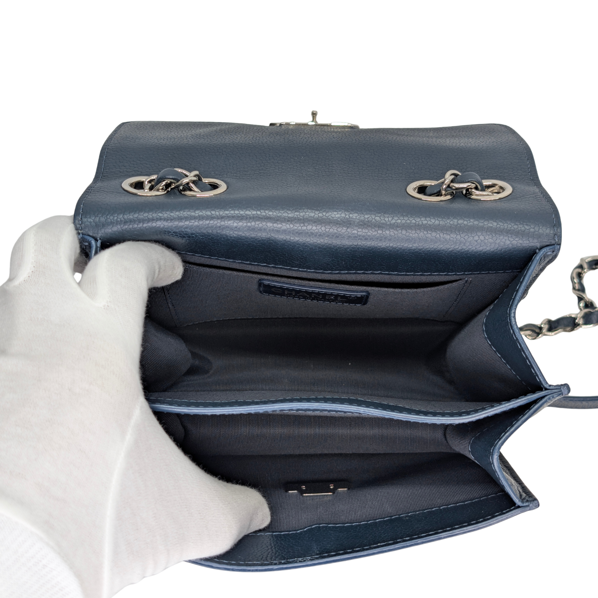 Chanel CC Box Flap Shoulder Bag Navy Blue