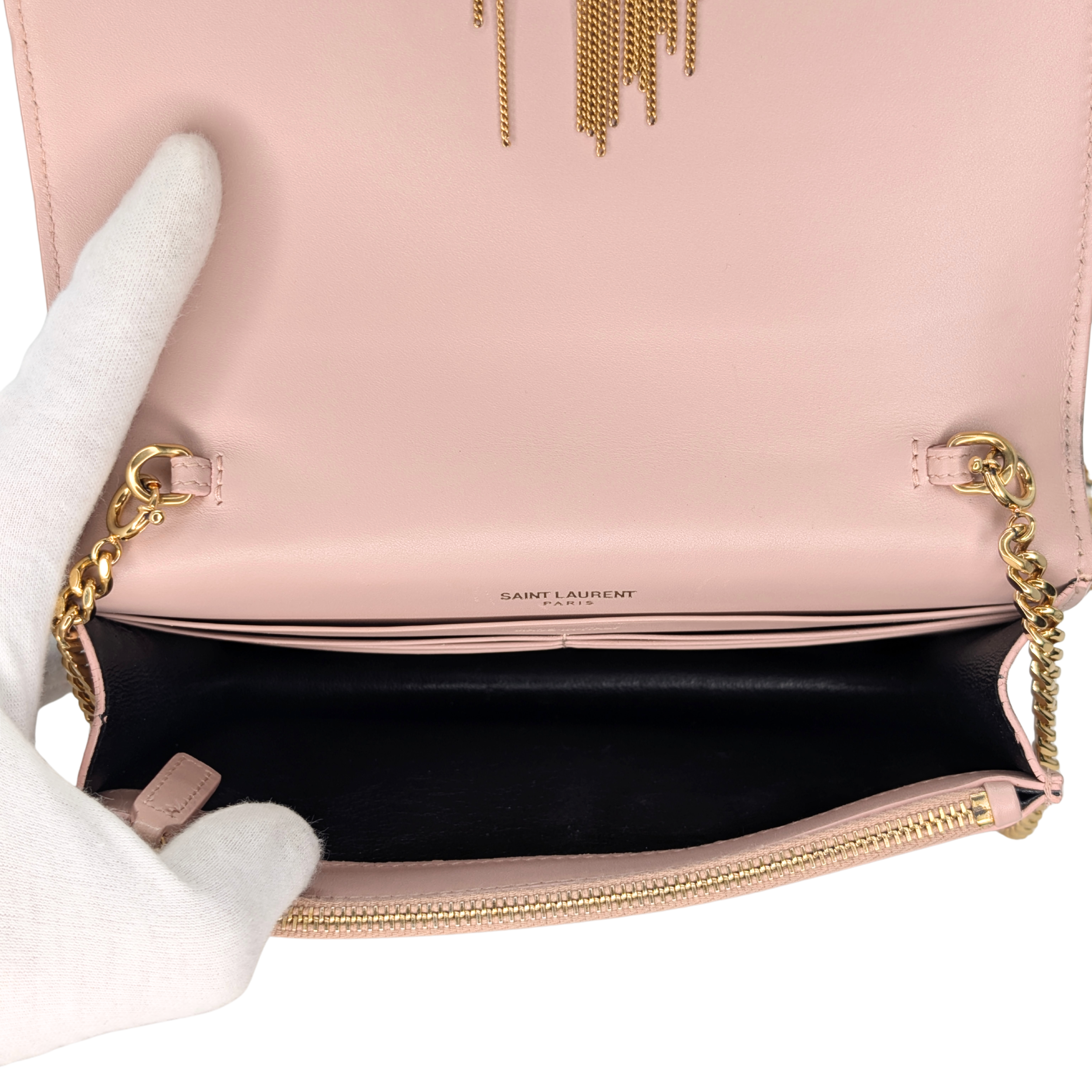 Saint Laurent PomPom Kate斜挎包 粉色