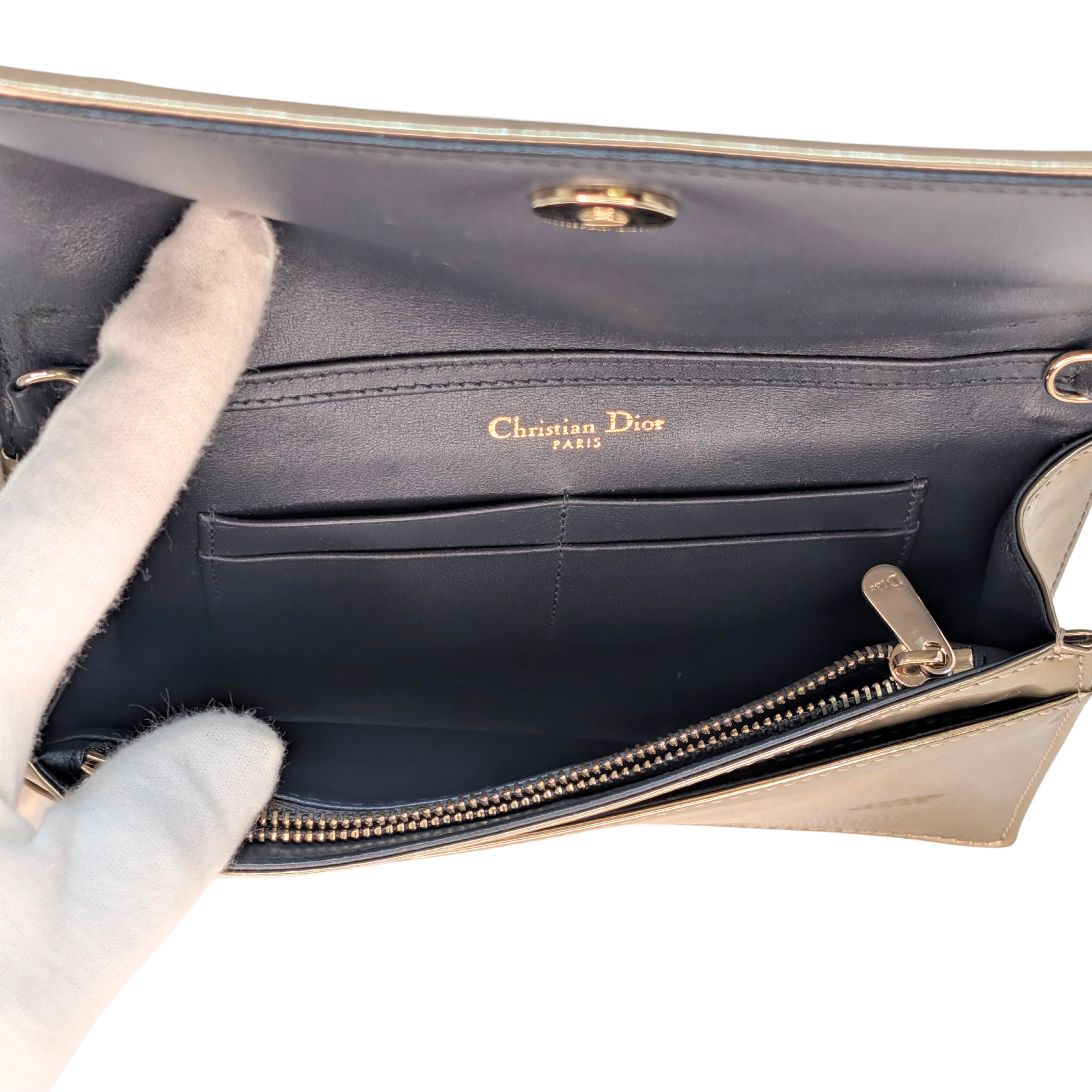 Dior Micro Cannage Leather Baby Diorama Bag Metallic Gold
