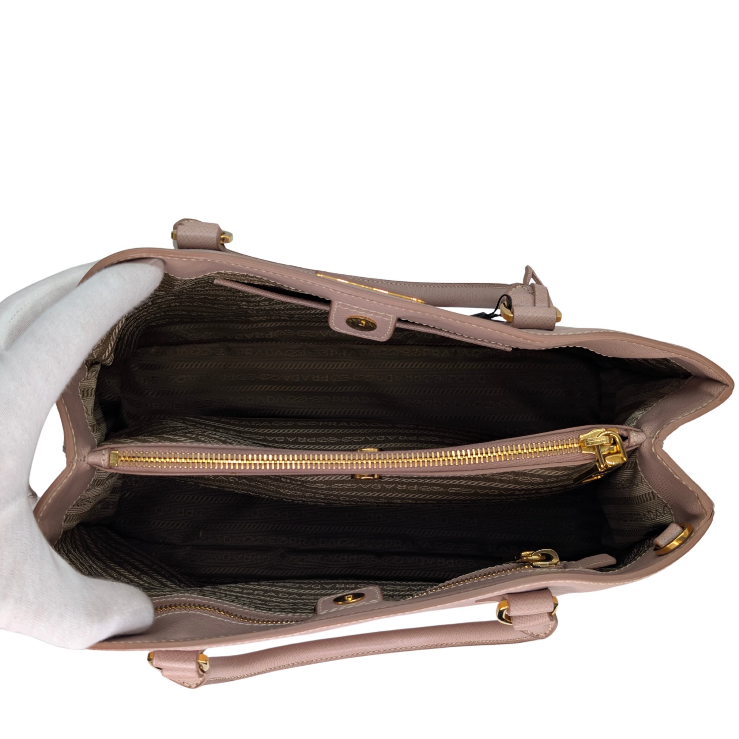 Prada Saffiano Small Galleria Lux Tote Bag Cammeo