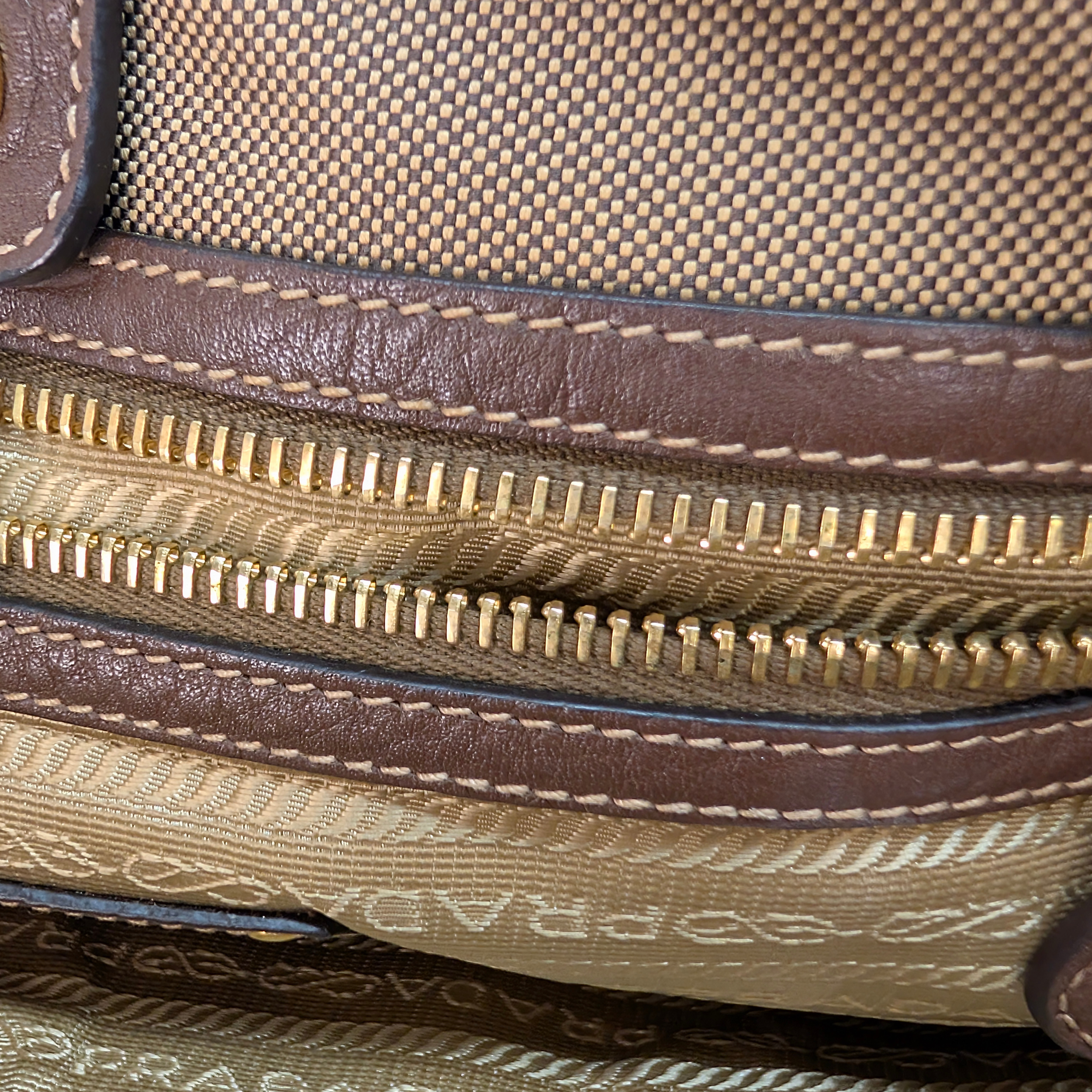 Prada Logo Jacquard Tote Bag Brown