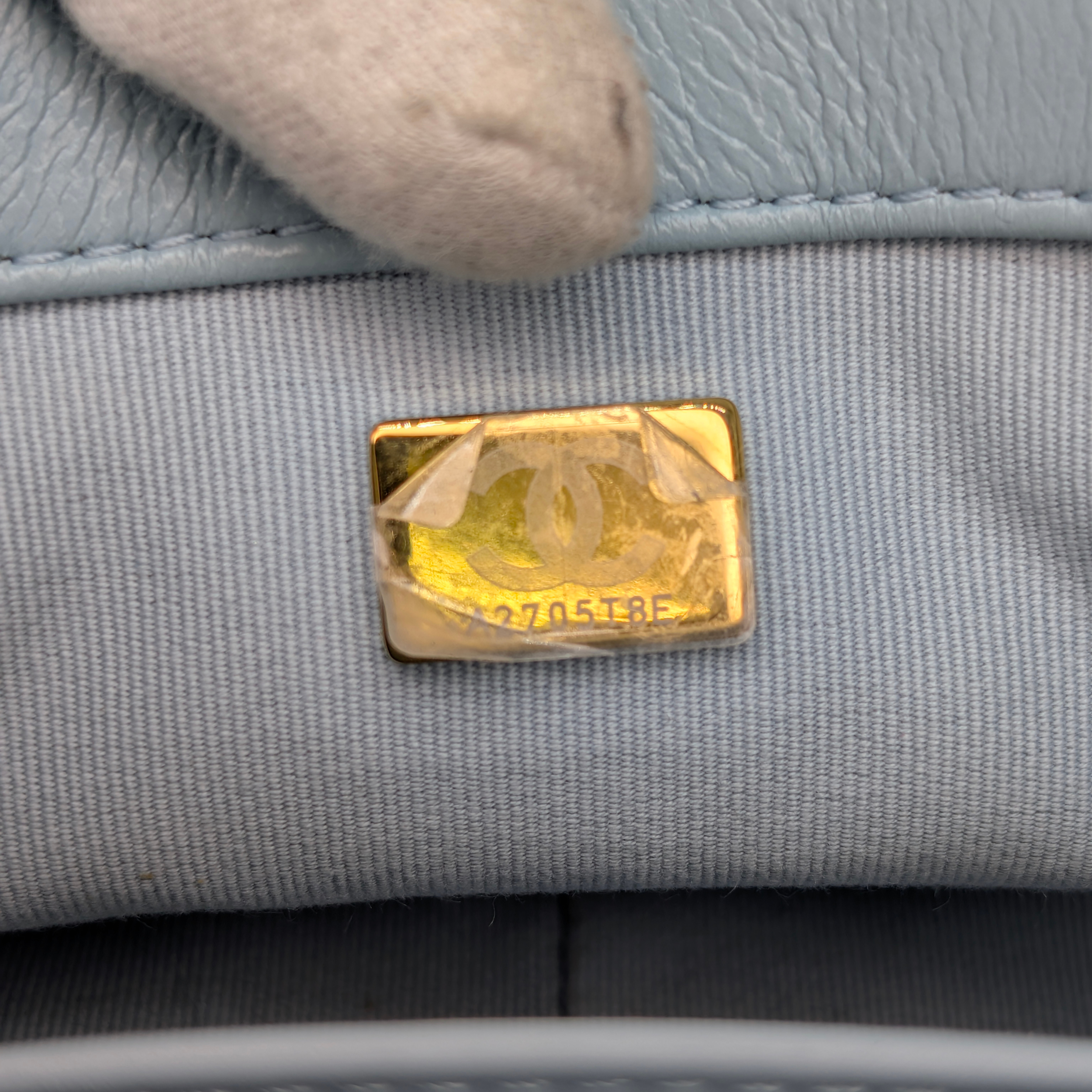 Chanel Quilted Lambskin Leather Mini Flap Bag Powder Blue