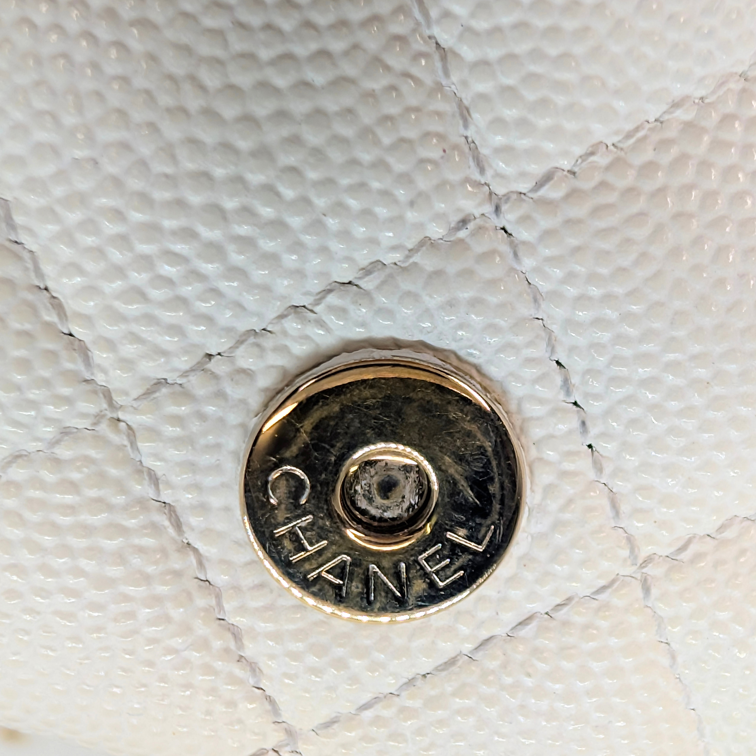 Chanel Quilted Caviar Sunglasses Case Bag White