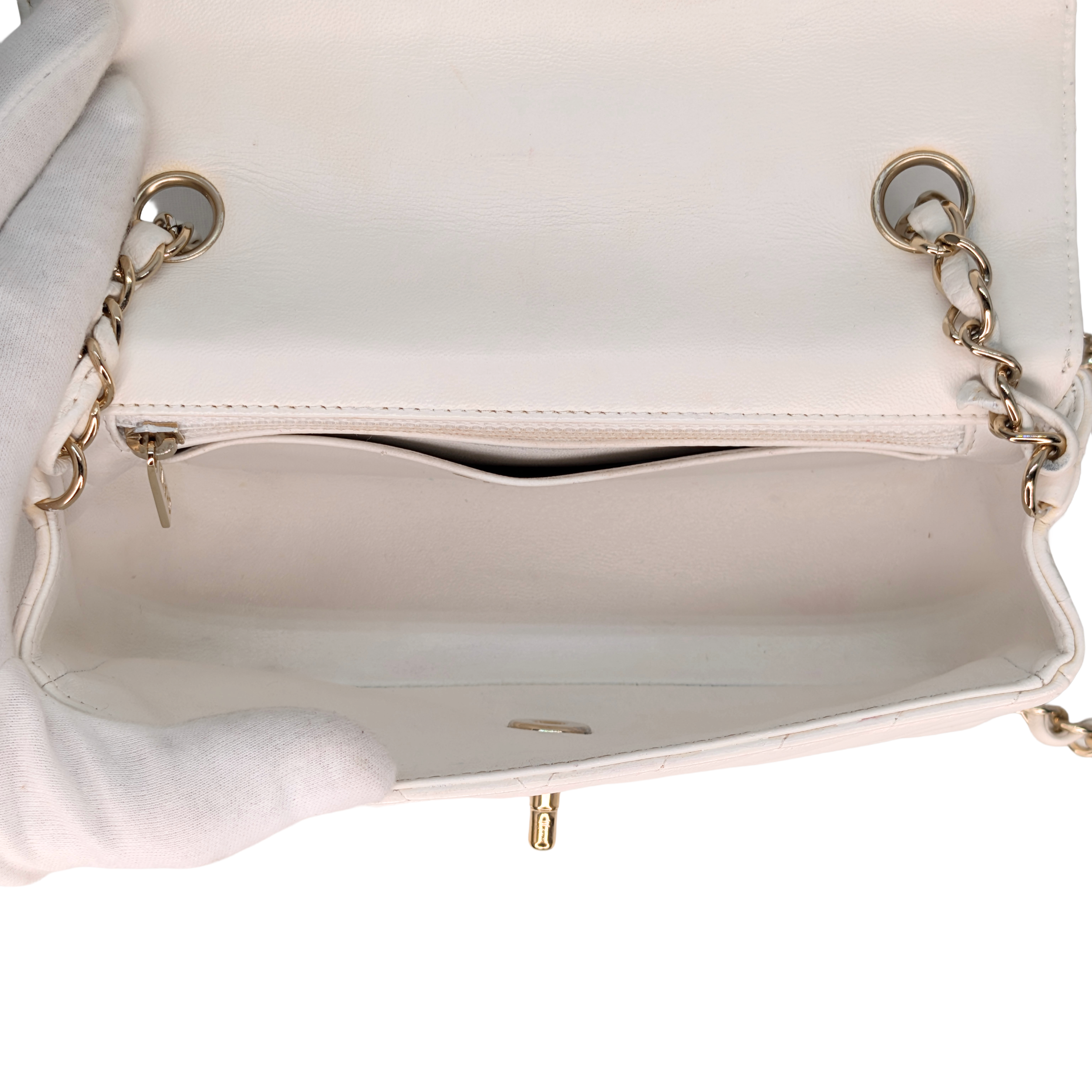 Chanel Mini Flap Bag Chevron lambskin White
