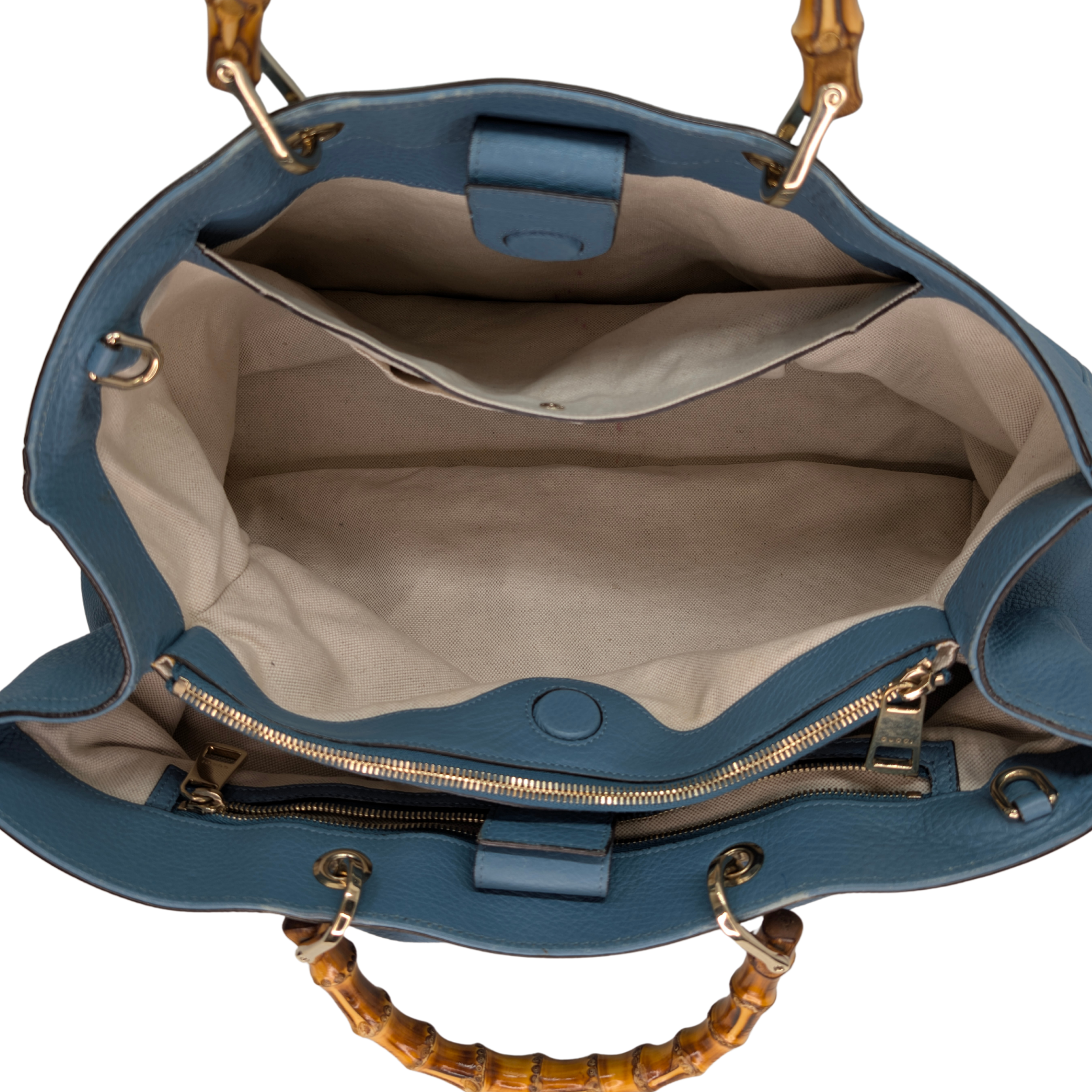 Gucci Bamboo Shopper Tote Bag Large Light Blue