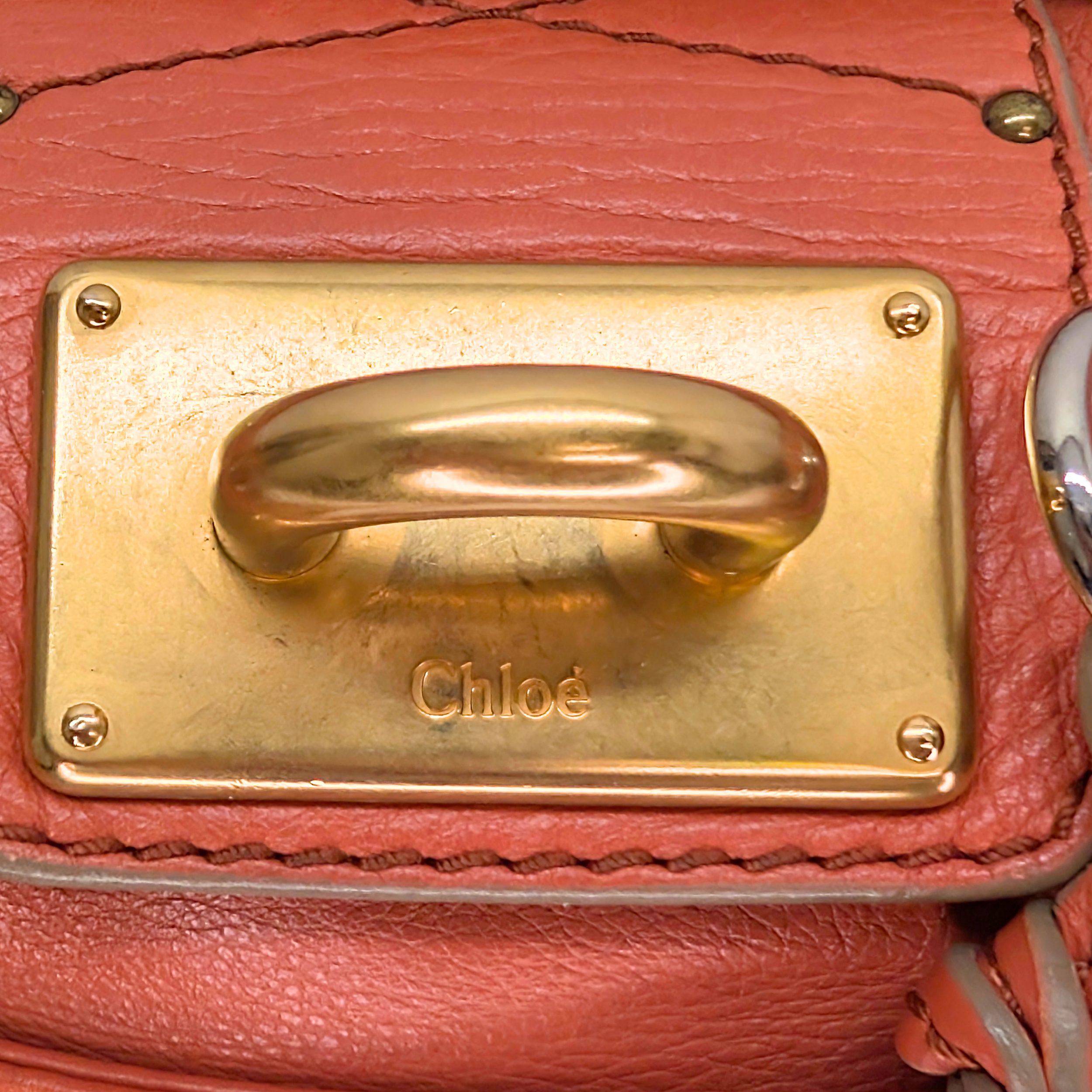 Chloe Paddington Mini Shoulder Bag Leather Coral
