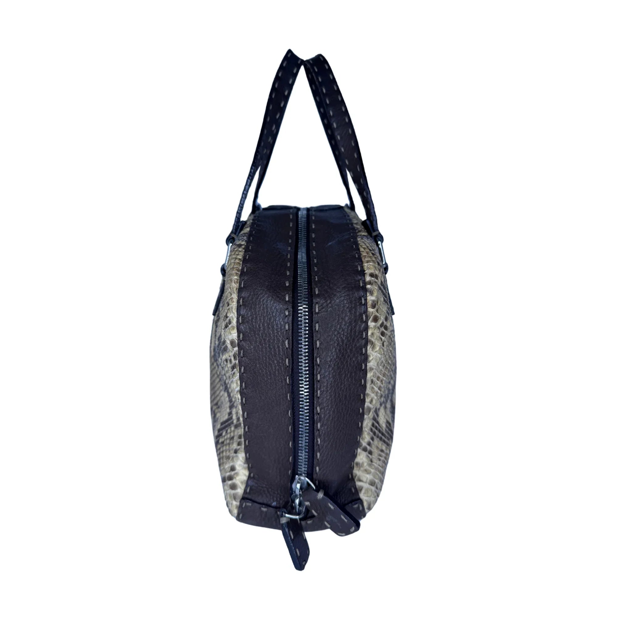 Fendi Selleria Snakeskin Leather Shoulder Bag - Lost Designer