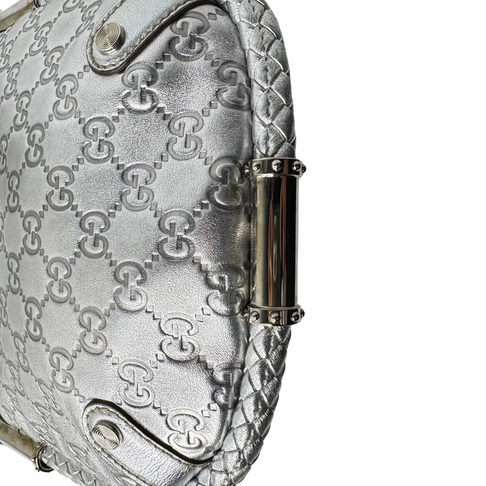 Gucci Guccissima Small Britt Tassel Shoulder Bag – Silver - Lost Designer