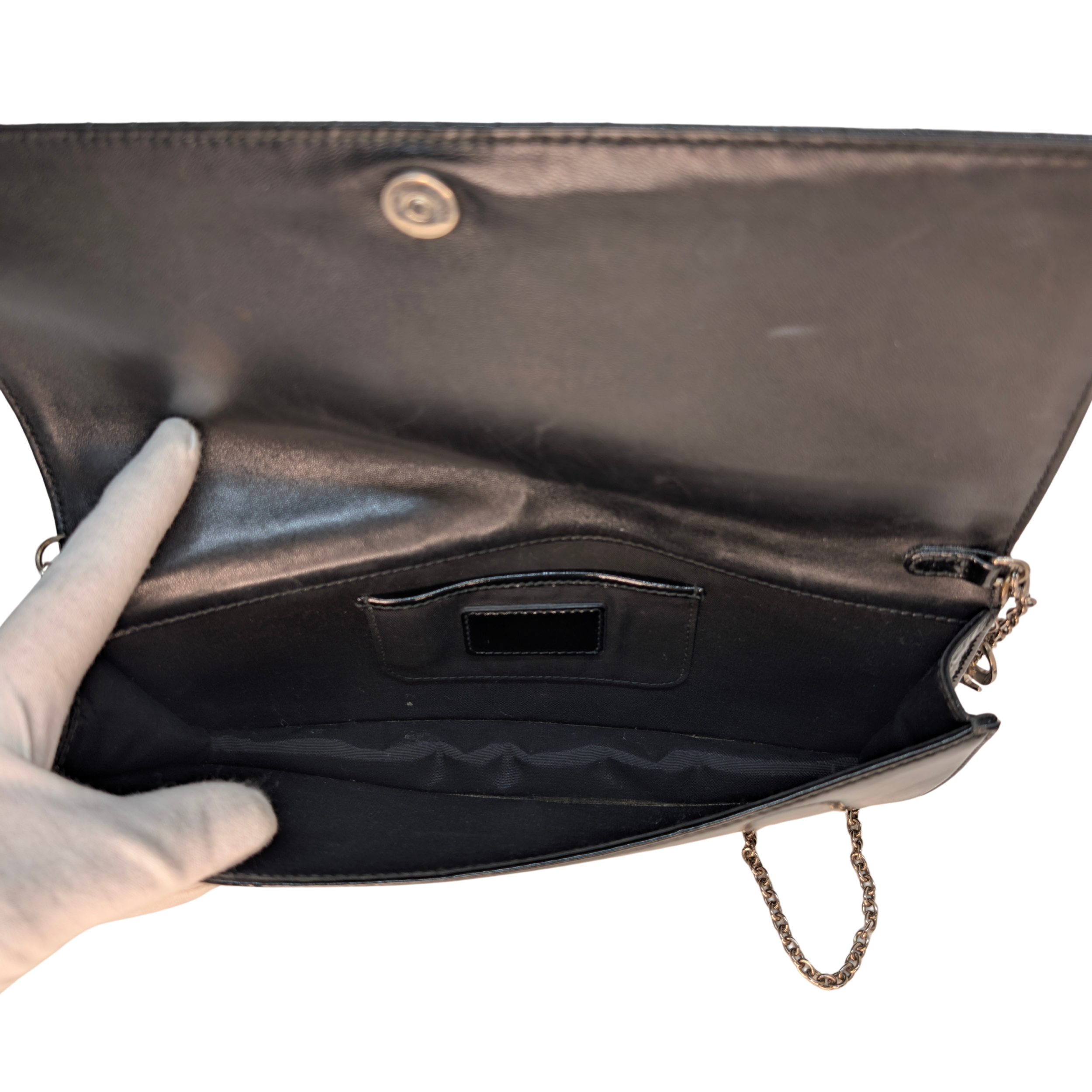 Dior Patent Leather Clutch on Chain Black