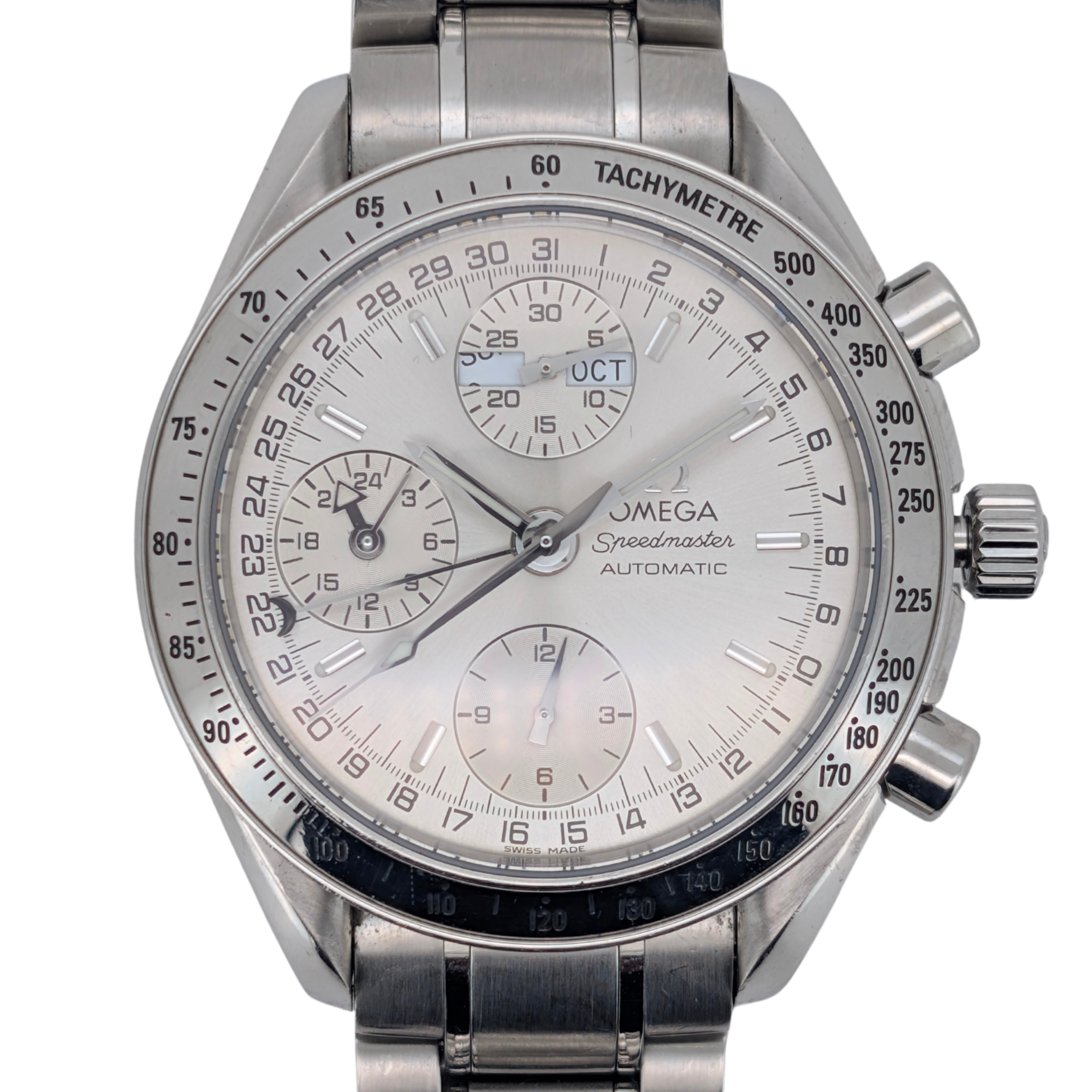 Omega Speedmaster Day-Date 3523.30.00 Chronograph Watch Tachymeter SS Automatic