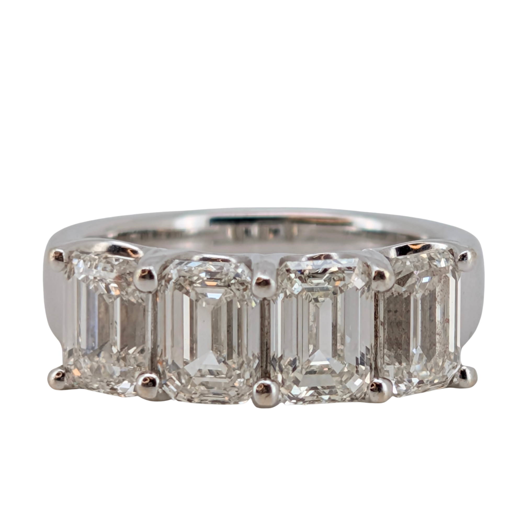 4.00Ct Natural Diamond Emerald Cut Ring In 18K White Gold