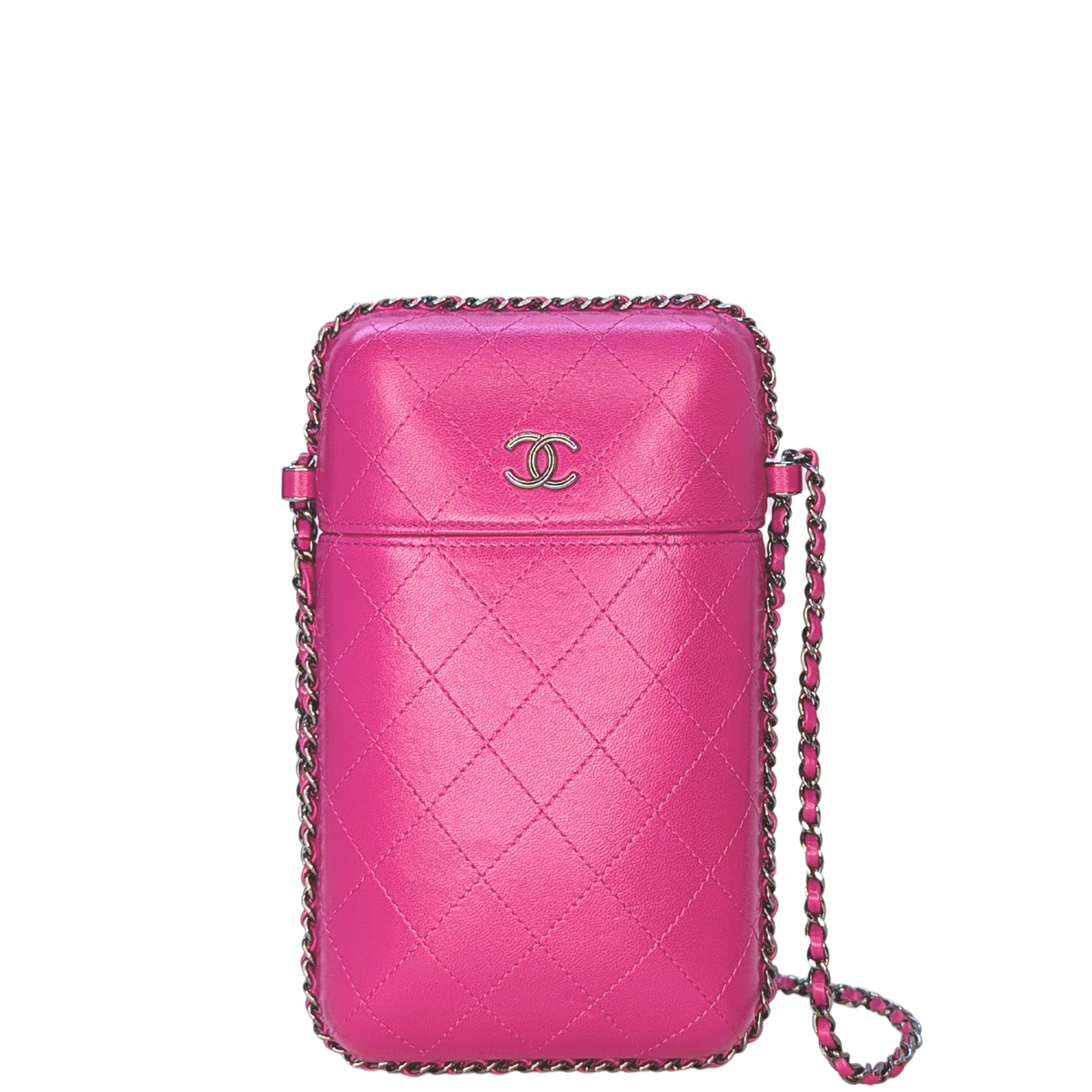 Chanel Lambskin Quilted Chain Around Phone Holder