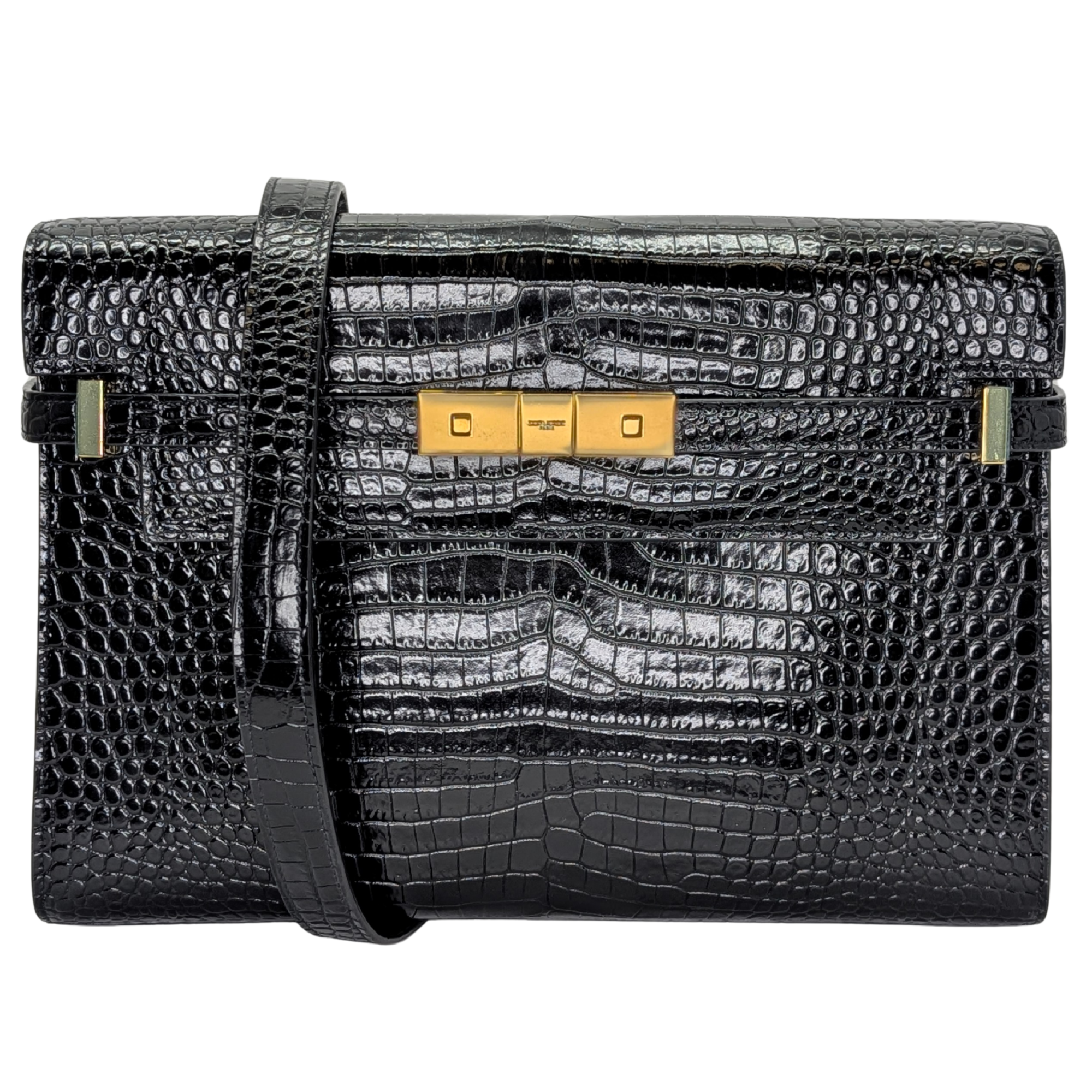 Saint Laurent Manhattan Medium Crocodile Embossed Shoulder Bag